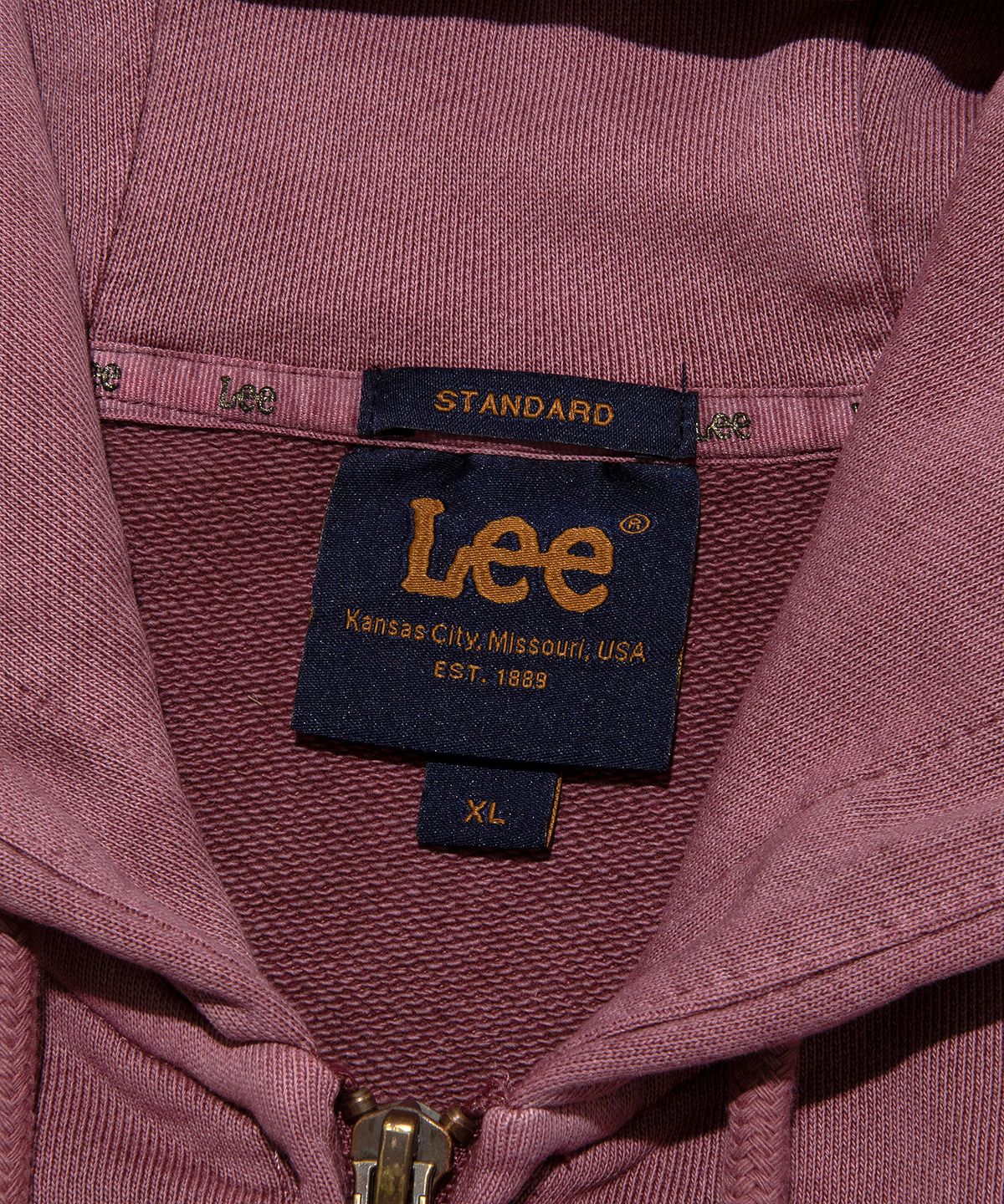 리(LEE) 다이드 라벨 후드 집업 피그먼트 핑크