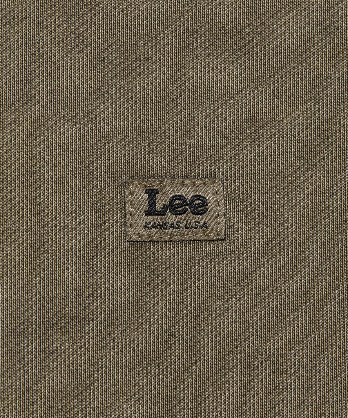 리(LEE) 다이드 라벨 후드 티셔츠 피그먼트 브라운