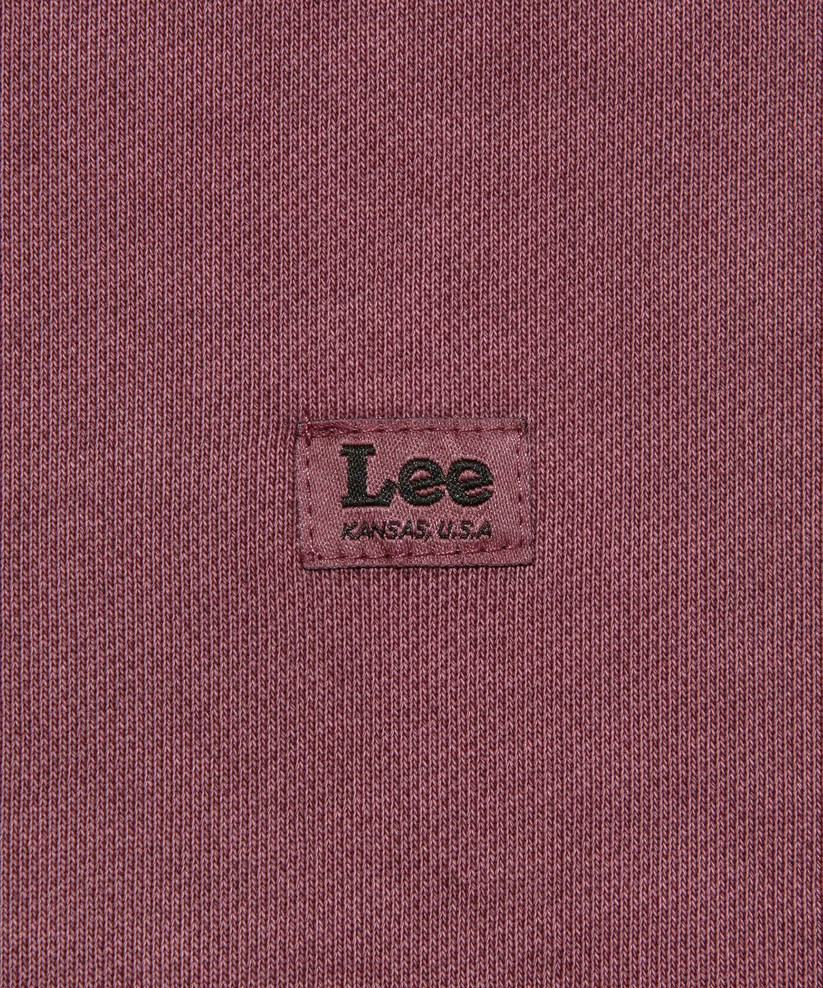 리(LEE) 다이드 라벨 후드 티셔츠 피그먼트 핑크
