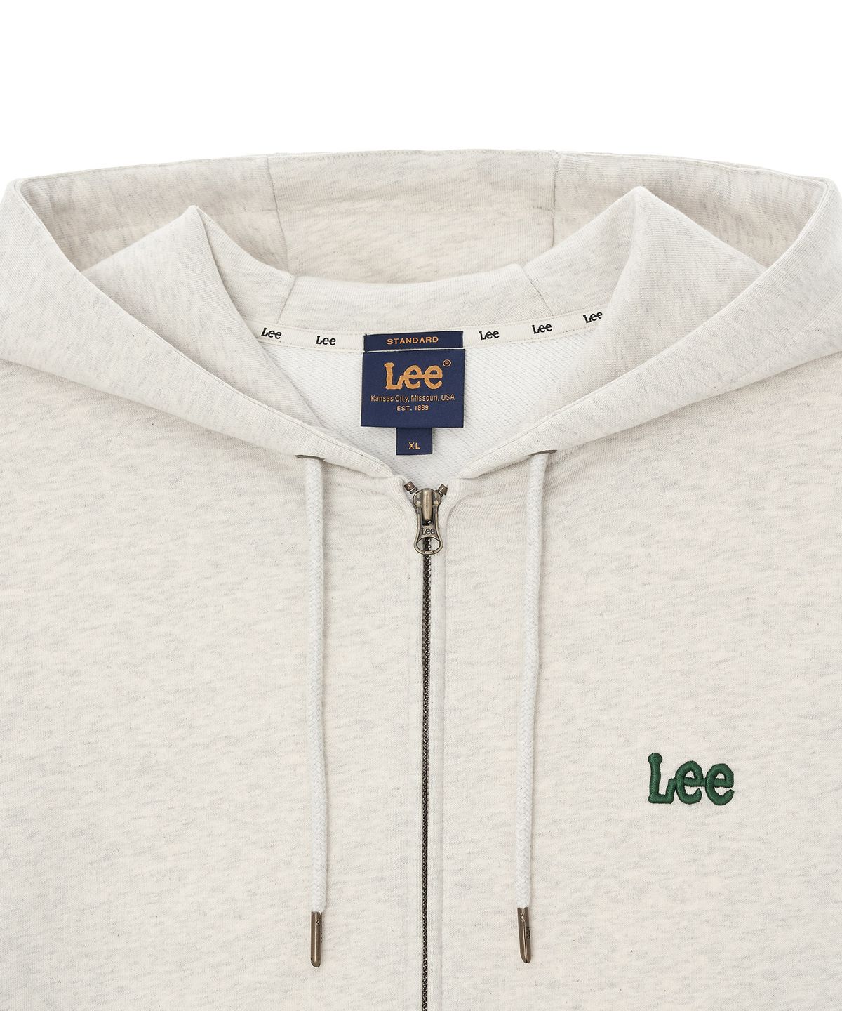 리(LEE) 스몰 로고 후드 집업 오트밀