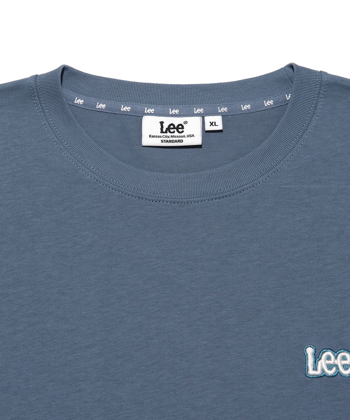 리(LEE) 스몰 트위치 로고 긴팔 티셔츠 더스티 블루
