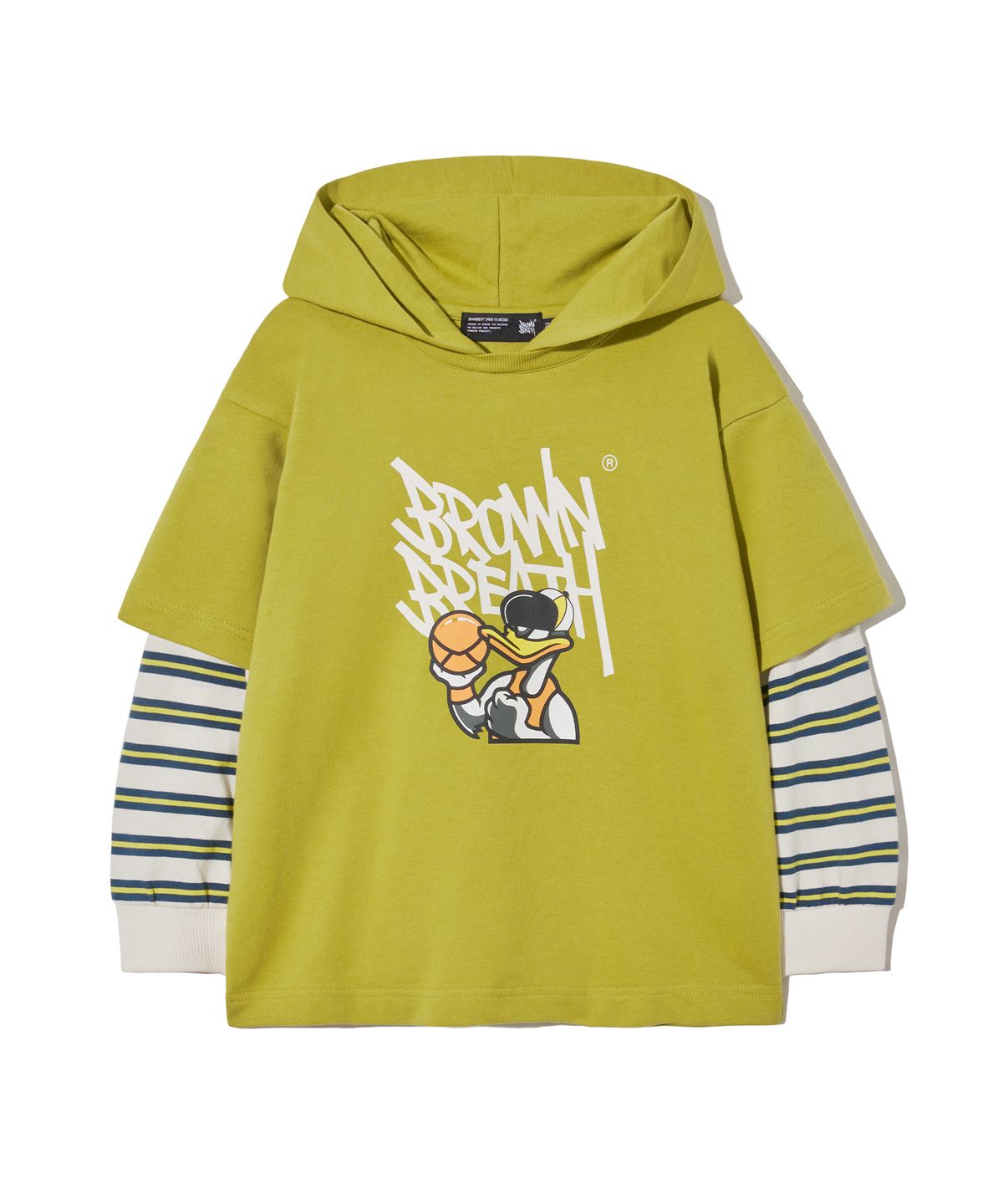 브라운브레스 키즈(BROWNBREATH KIDS) KIDS TAG LAYERED HOODIE - LIME