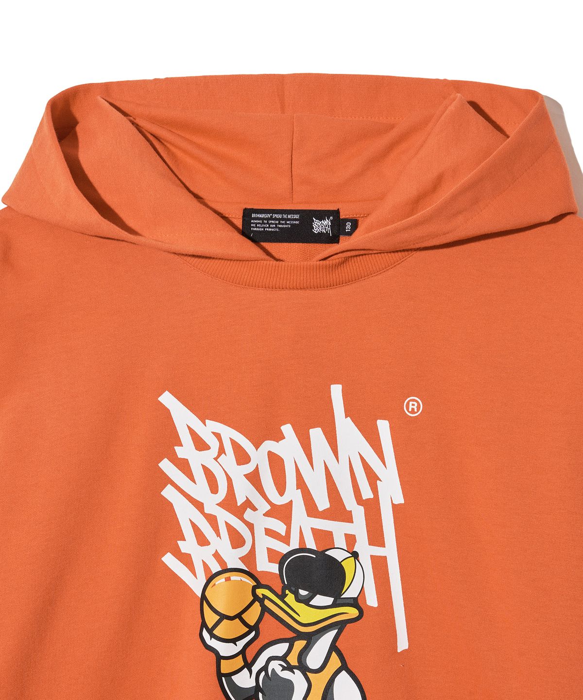 브라운브레스 키즈(BROWNBREATH KIDS) KIDS TAG LAYERED HOODIE - ORANGE