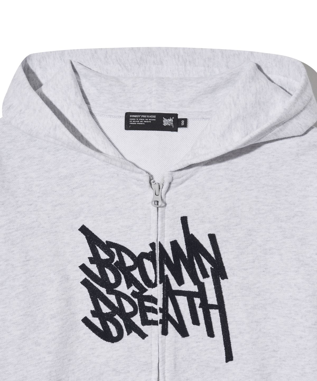 브라운브레스 키즈(BROWNBREATH KIDS) KIDS TAG HOOD ZIP UP - ASH