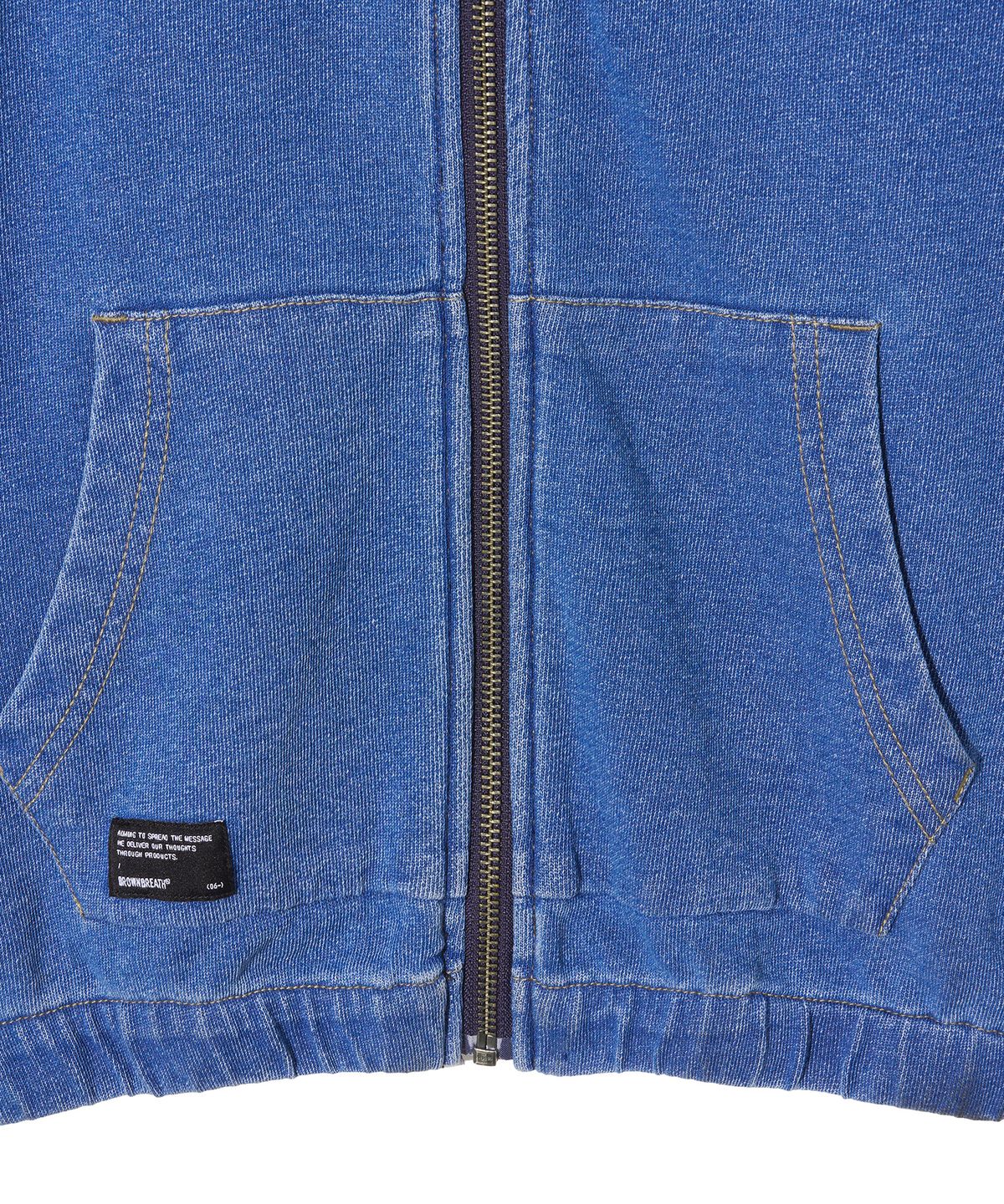 브라운브레스 키즈(BROWNBREATH KIDS) KIDS DENIM HOOD ZIP UP - BLUE