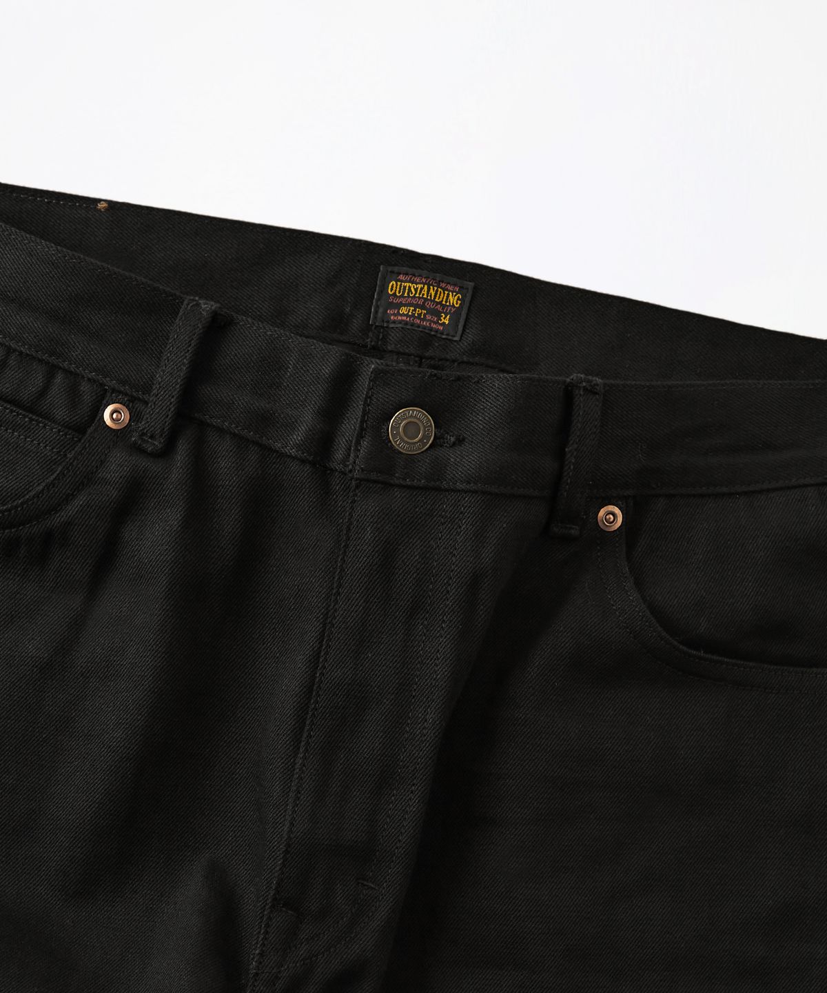 아웃스탠딩(OUTSTANDING) 50S RIDERS SELVEDGE ZIP PANTS_BLACK