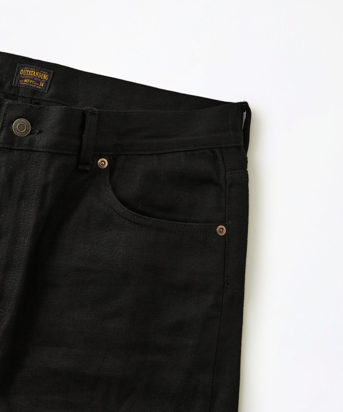 아웃스탠딩(OUTSTANDING) 50S RIDERS SELVEDGE ZIP PANTS_BLACK