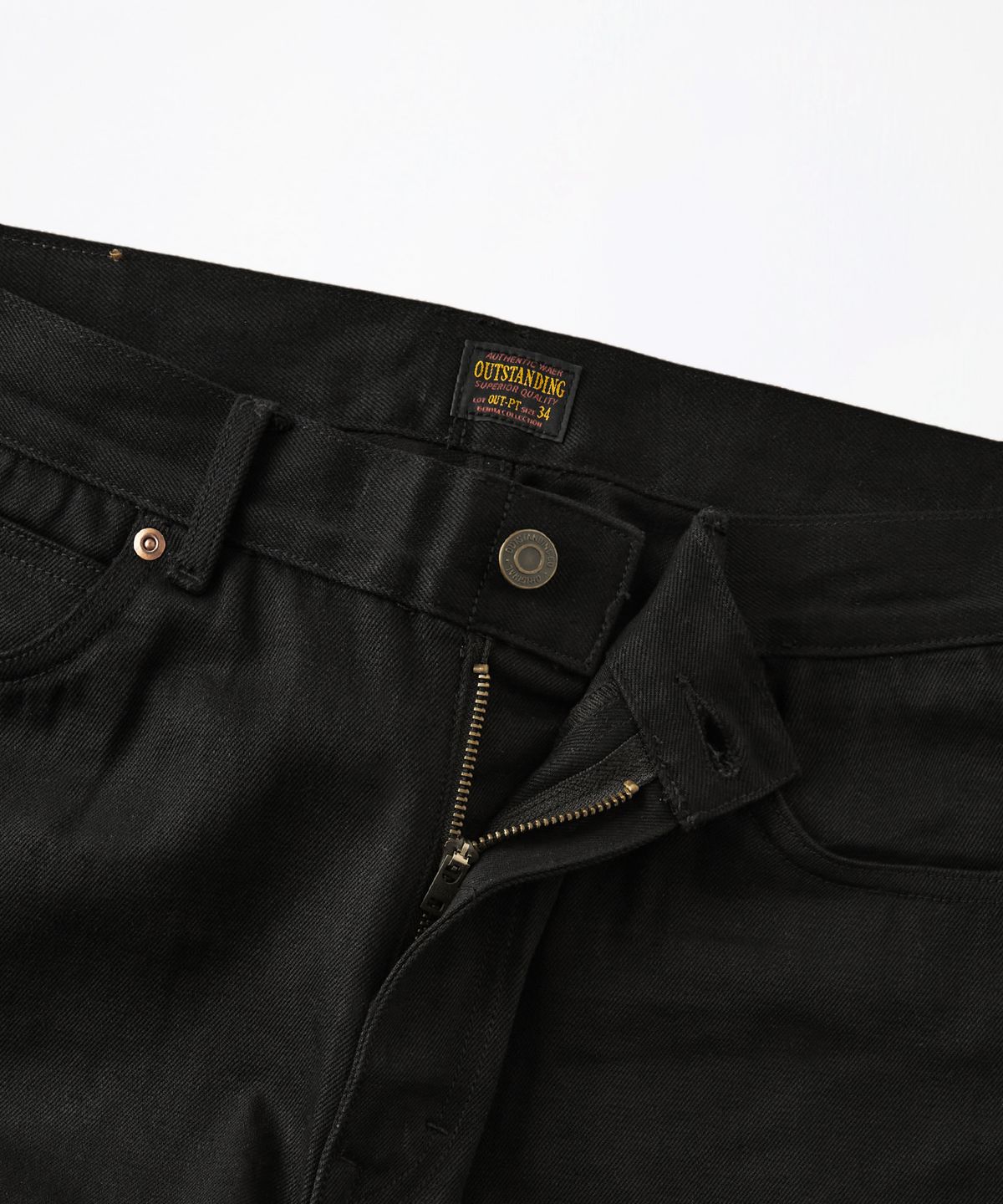 아웃스탠딩(OUTSTANDING) 50S RIDERS SELVEDGE ZIP PANTS_BLACK