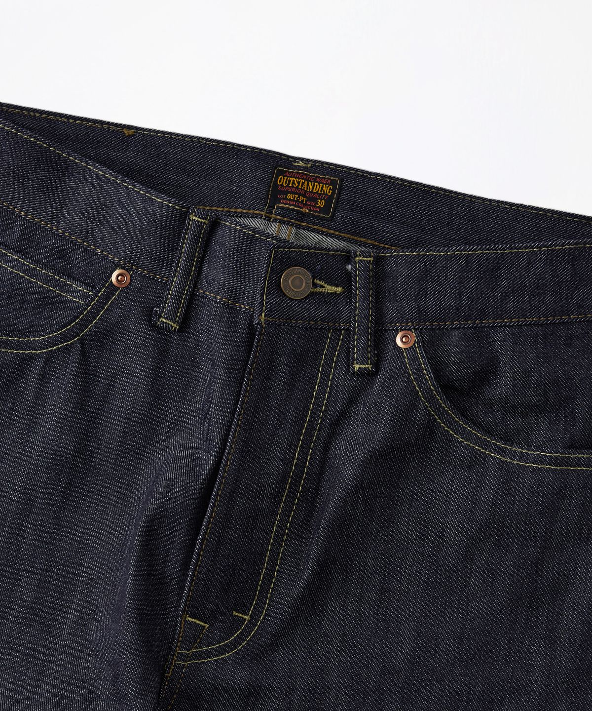 아웃스탠딩(OUTSTANDING) 50S RIDERS SELVEDGE ZIP PANTS_INDIGO
