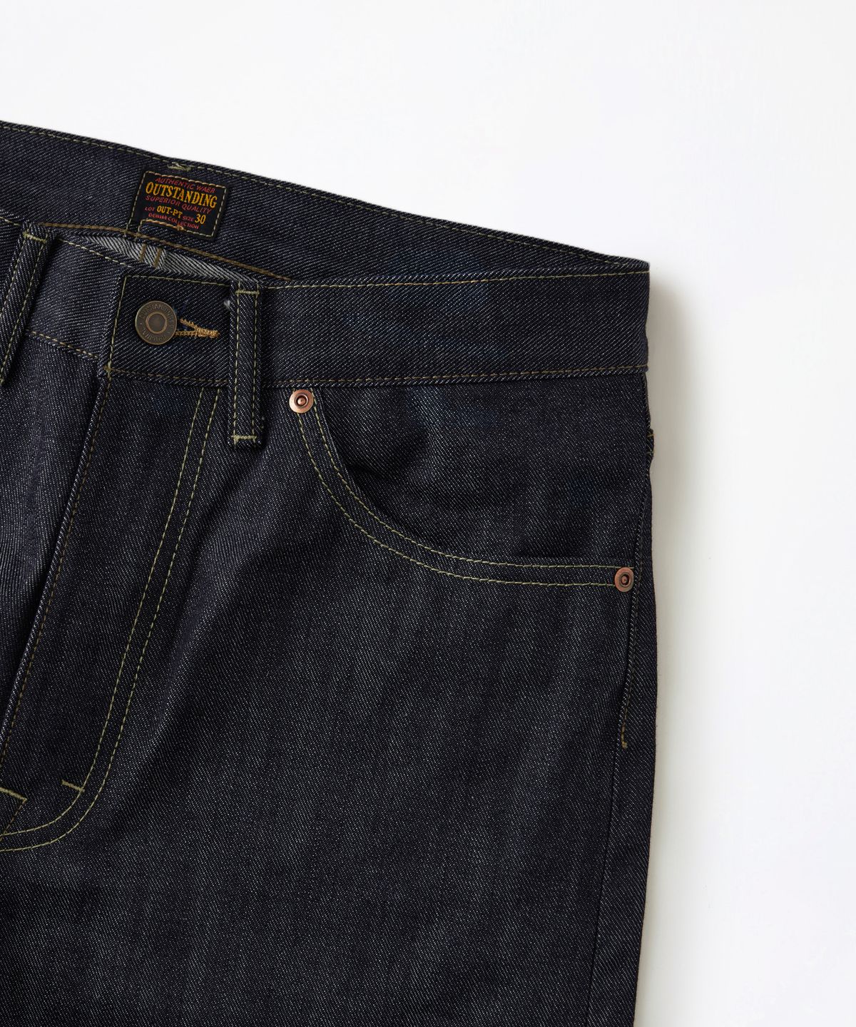 아웃스탠딩(OUTSTANDING) 50S RIDERS SELVEDGE ZIP PANTS_INDIGO