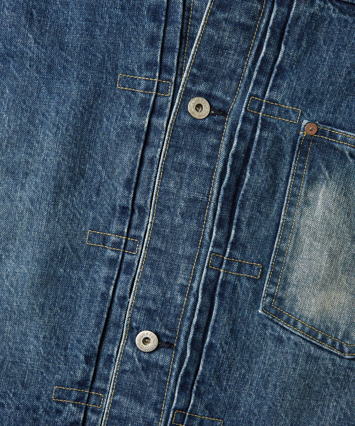 아웃스탠딩(OUTSTANDING) W.W. II SELVEDGE DENIM 1ST JACKET_MEDIUM BLUE