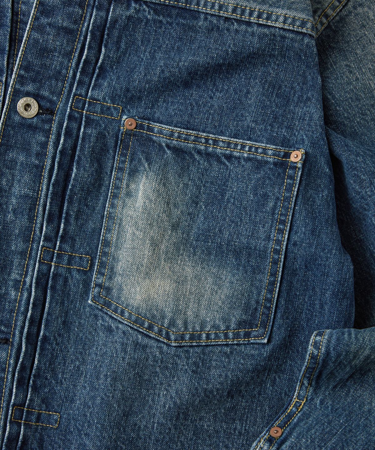 아웃스탠딩(OUTSTANDING) W.W. II SELVEDGE DENIM 1ST JACKET_MEDIUM BLUE