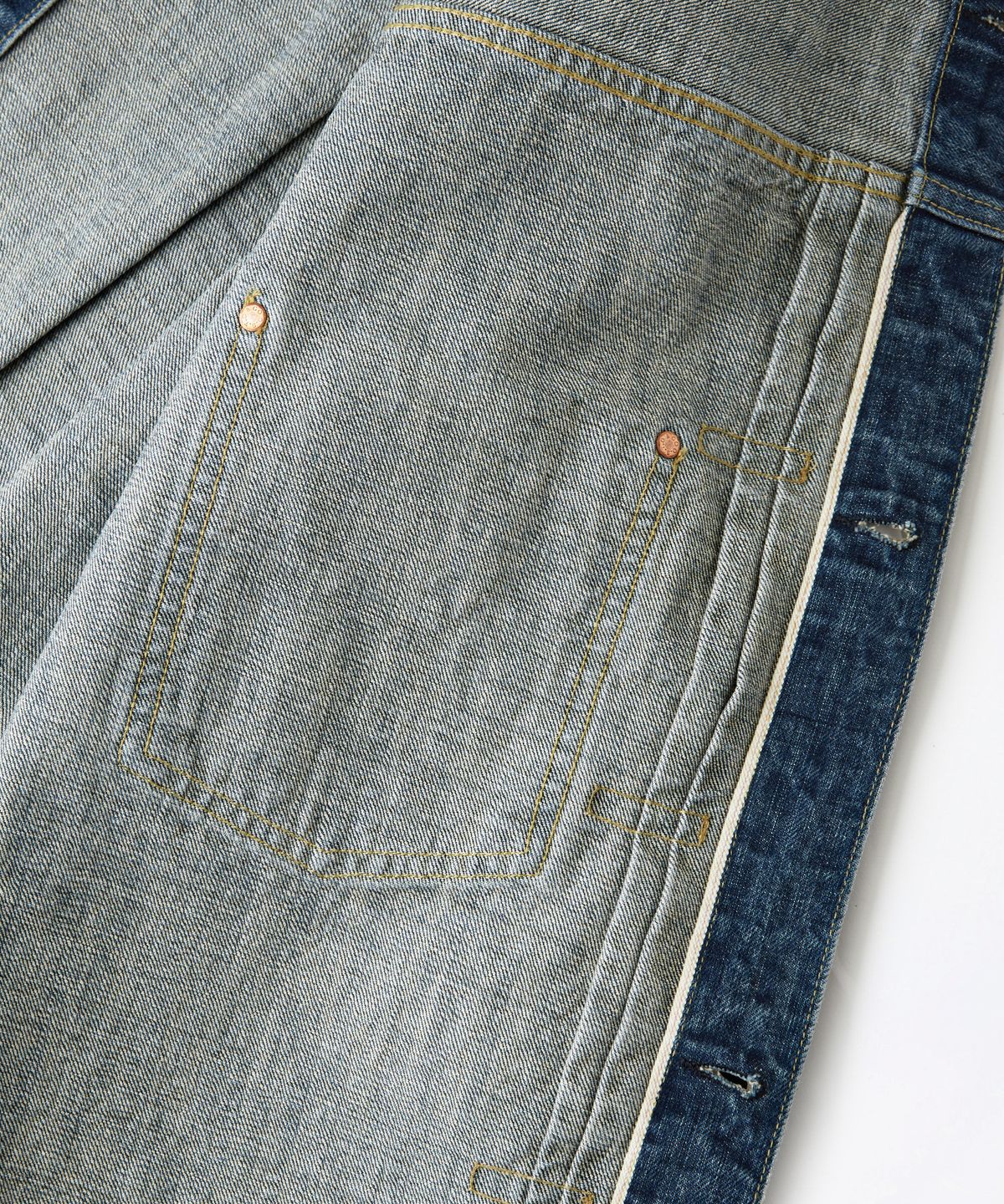 아웃스탠딩(OUTSTANDING) W.W. II SELVEDGE DENIM 1ST JACKET_MEDIUM BLUE