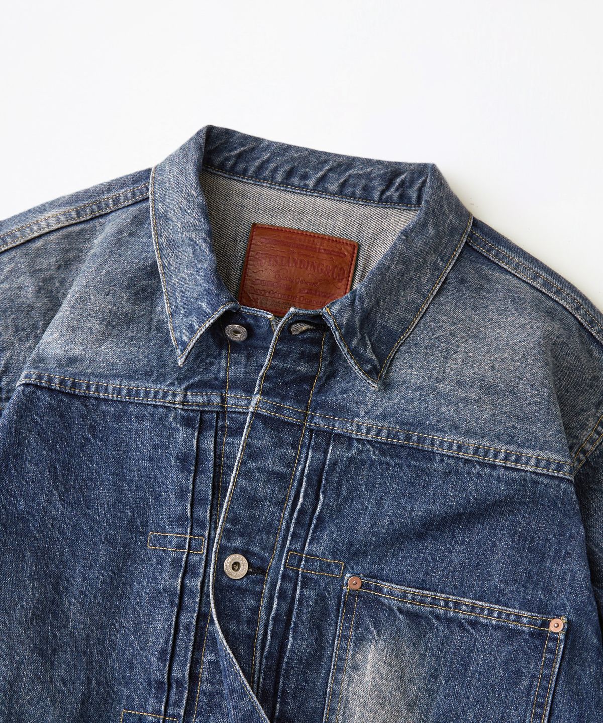 아웃스탠딩(OUTSTANDING) W.W. II SELVEDGE DENIM 1ST JACKET_MEDIUM BLUE