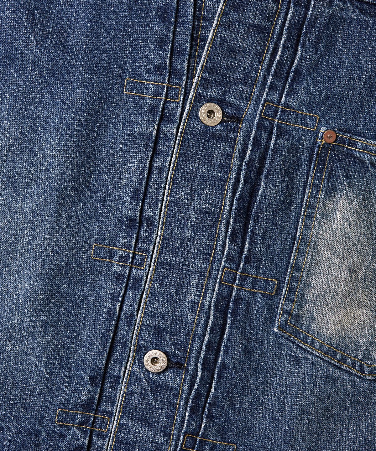 아웃스탠딩(OUTSTANDING) W.W. II SELVEDGE DENIM 1ST JACKET_MEDIUM BLUE
