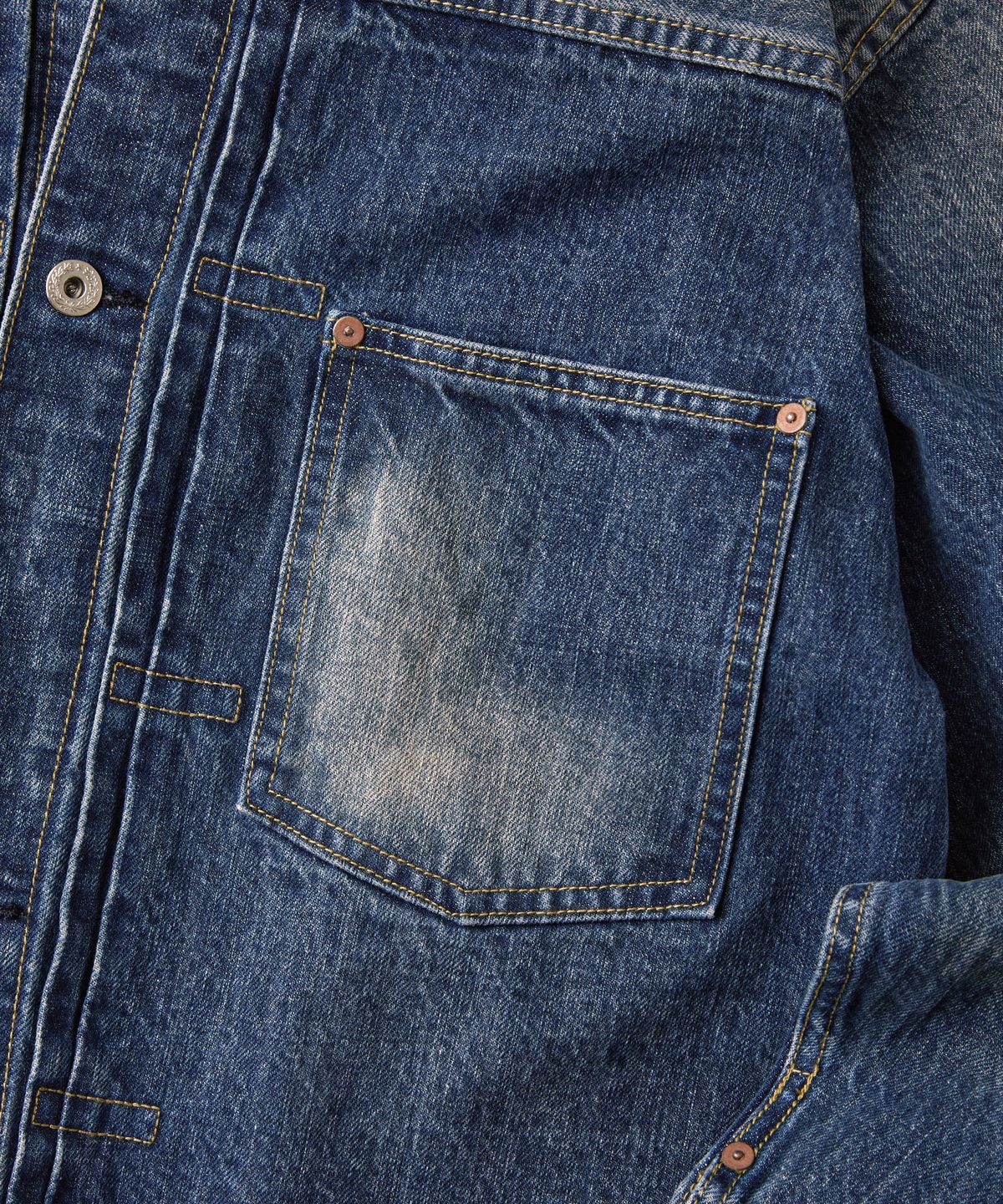 아웃스탠딩(OUTSTANDING) W.W. II SELVEDGE DENIM 1ST JACKET_MEDIUM BLUE