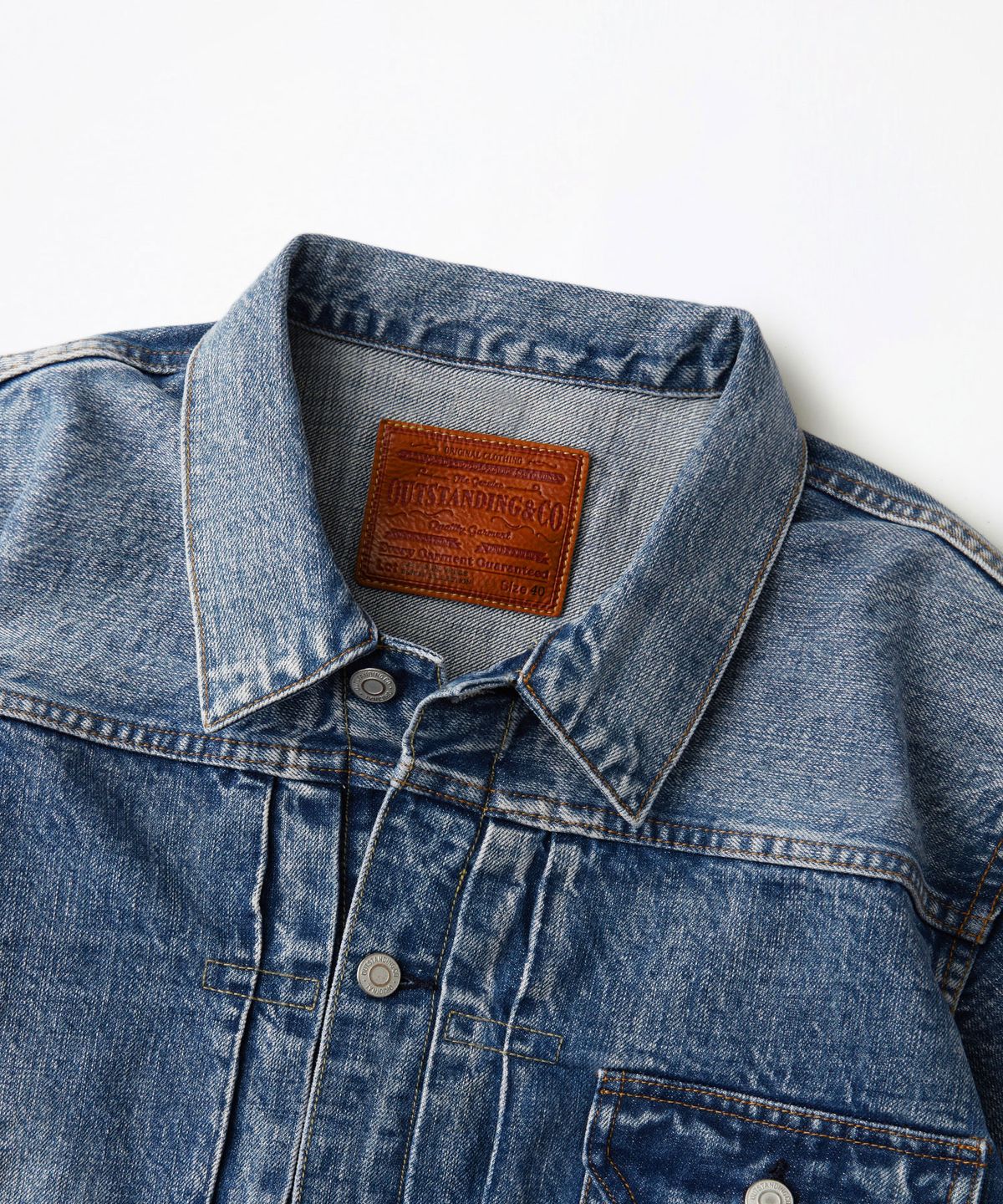 아웃스탠딩(OUTSTANDING) SELVEDGE DENIM 1ST JACKET_L.BLUE