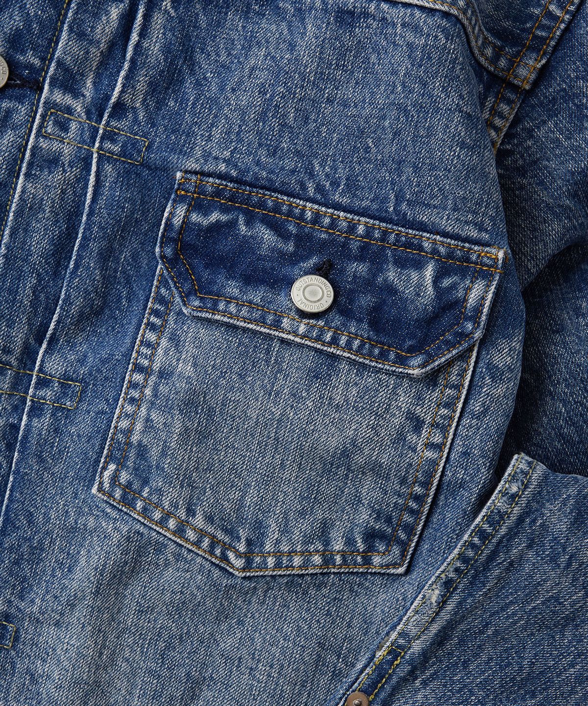 아웃스탠딩(OUTSTANDING) SELVEDGE DENIM 1ST JACKET_L.BLUE