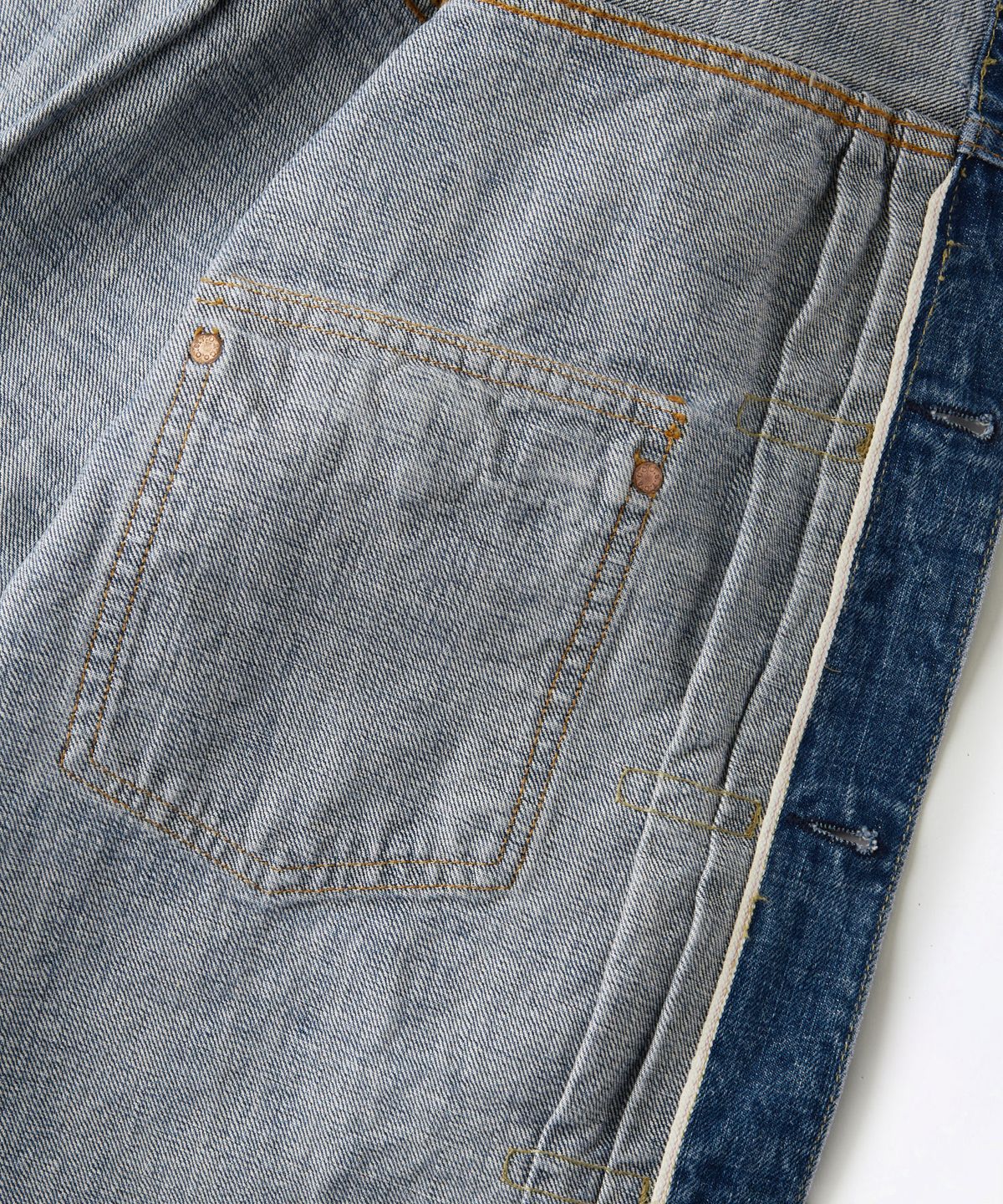 아웃스탠딩(OUTSTANDING) SELVEDGE DENIM 1ST JACKET_L.BLUE