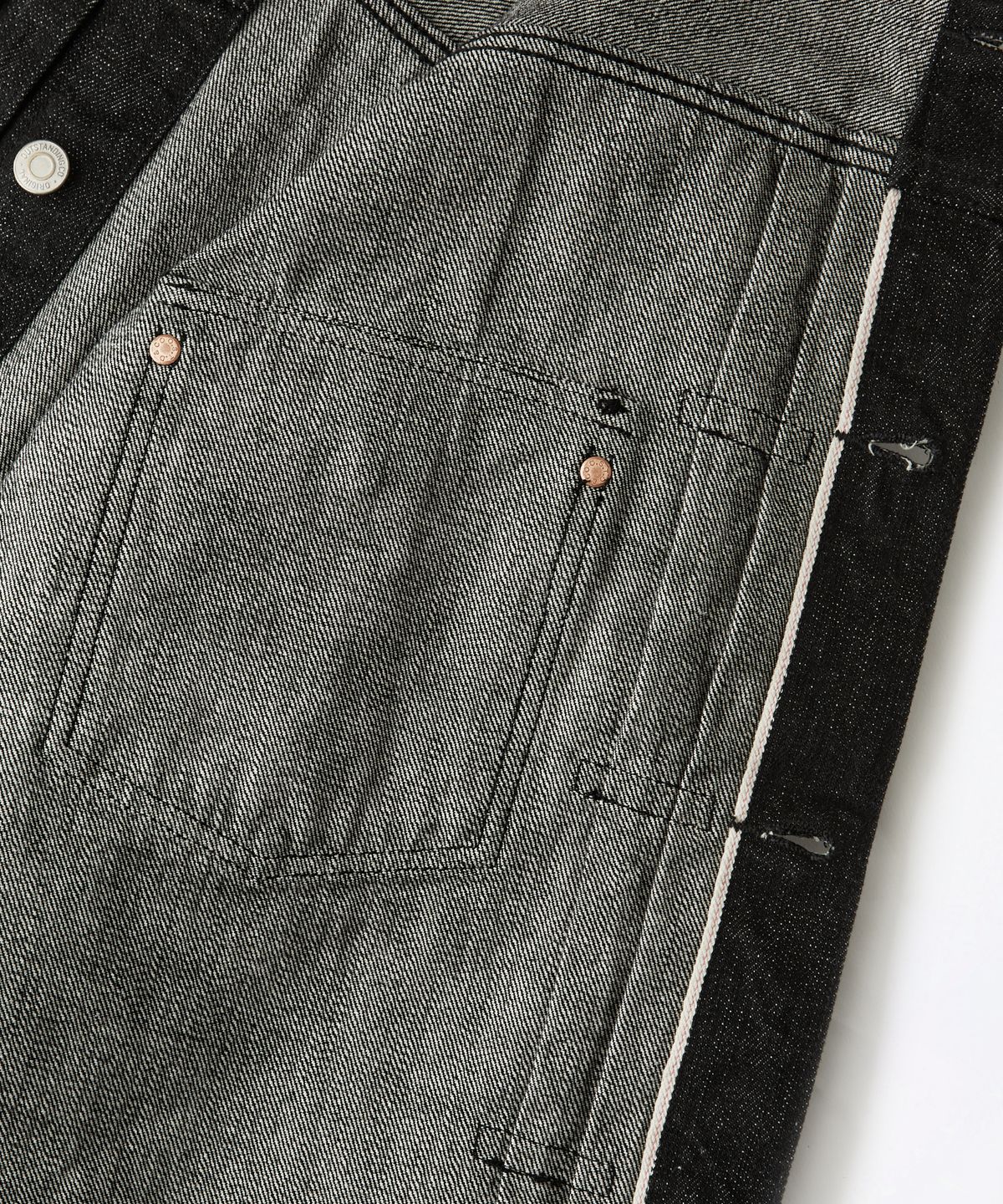 아웃스탠딩(OUTSTANDING) SELVEDGE DENIM 1ST JACKET_BLACK