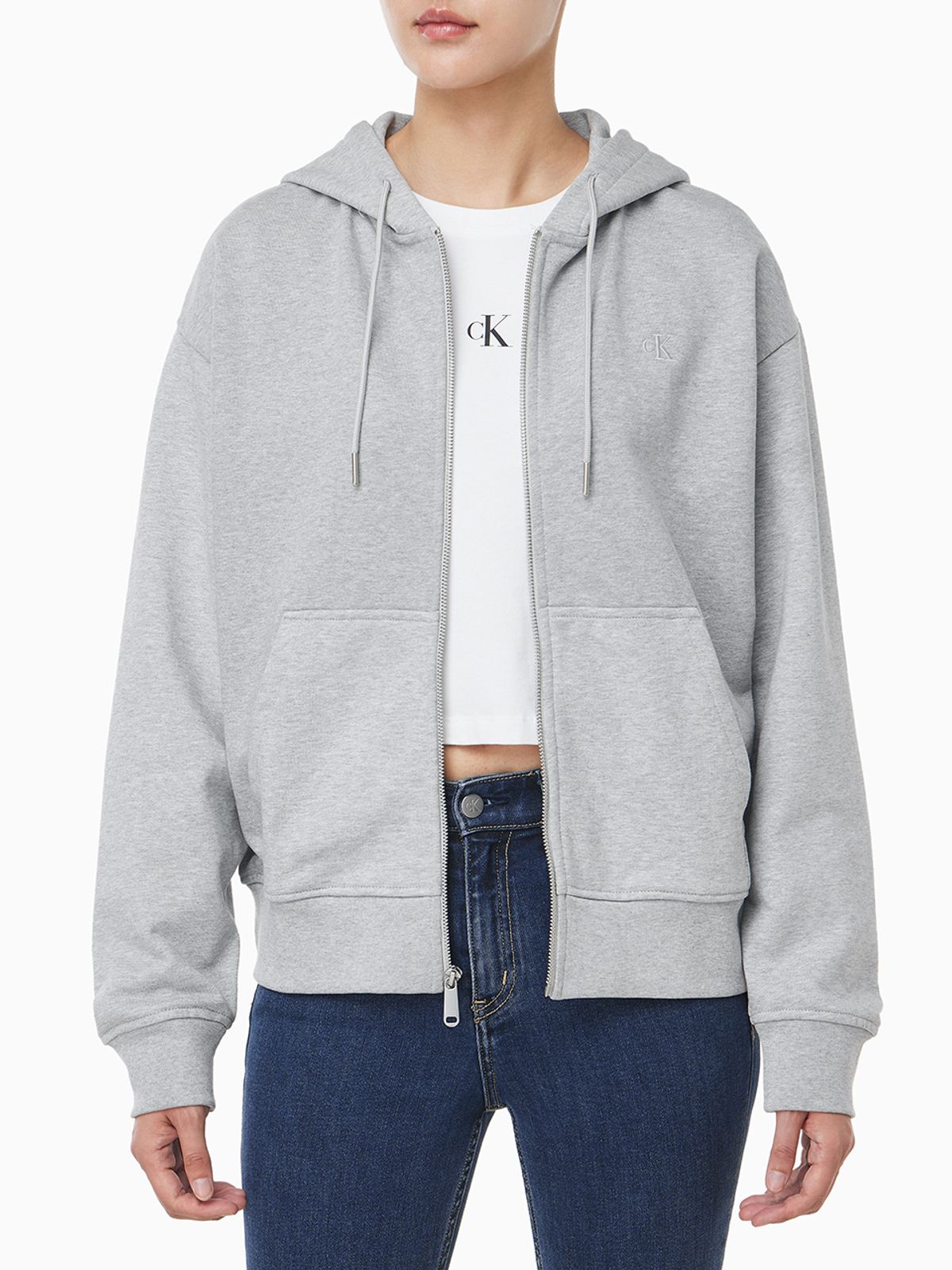 캘빈클라인 진(CALVIN KLEIN JEANS) 여성 아카이브 로고 프렌치 테리 후드집업 47B237G P77