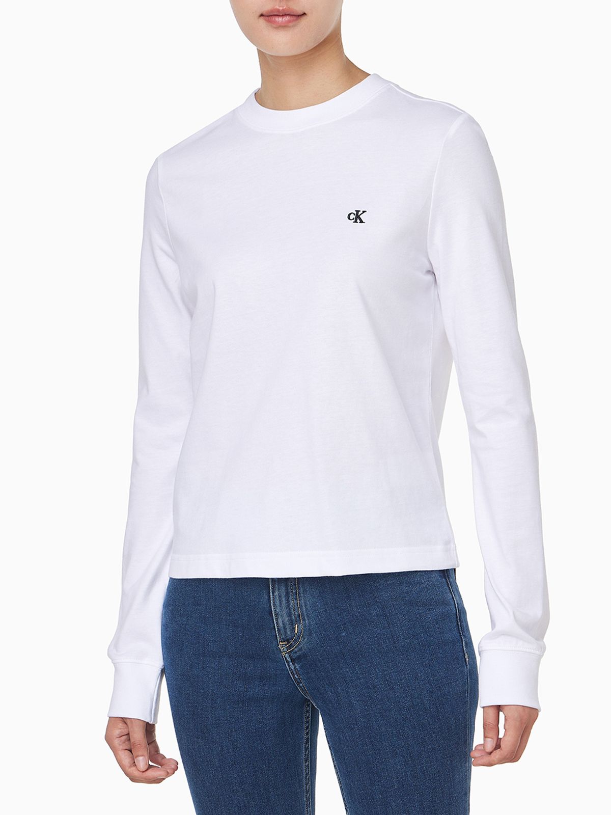 캘빈클라인 진(CALVIN KLEIN JEANS) 여성 L/S 아카이브 로고 크루넥 티셔츠 47D269G YAA