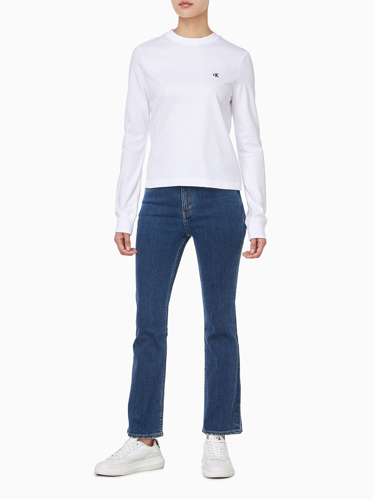 캘빈클라인 진(CALVIN KLEIN JEANS) 여성 L/S 아카이브 로고 크루넥 티셔츠 47D269G YAA