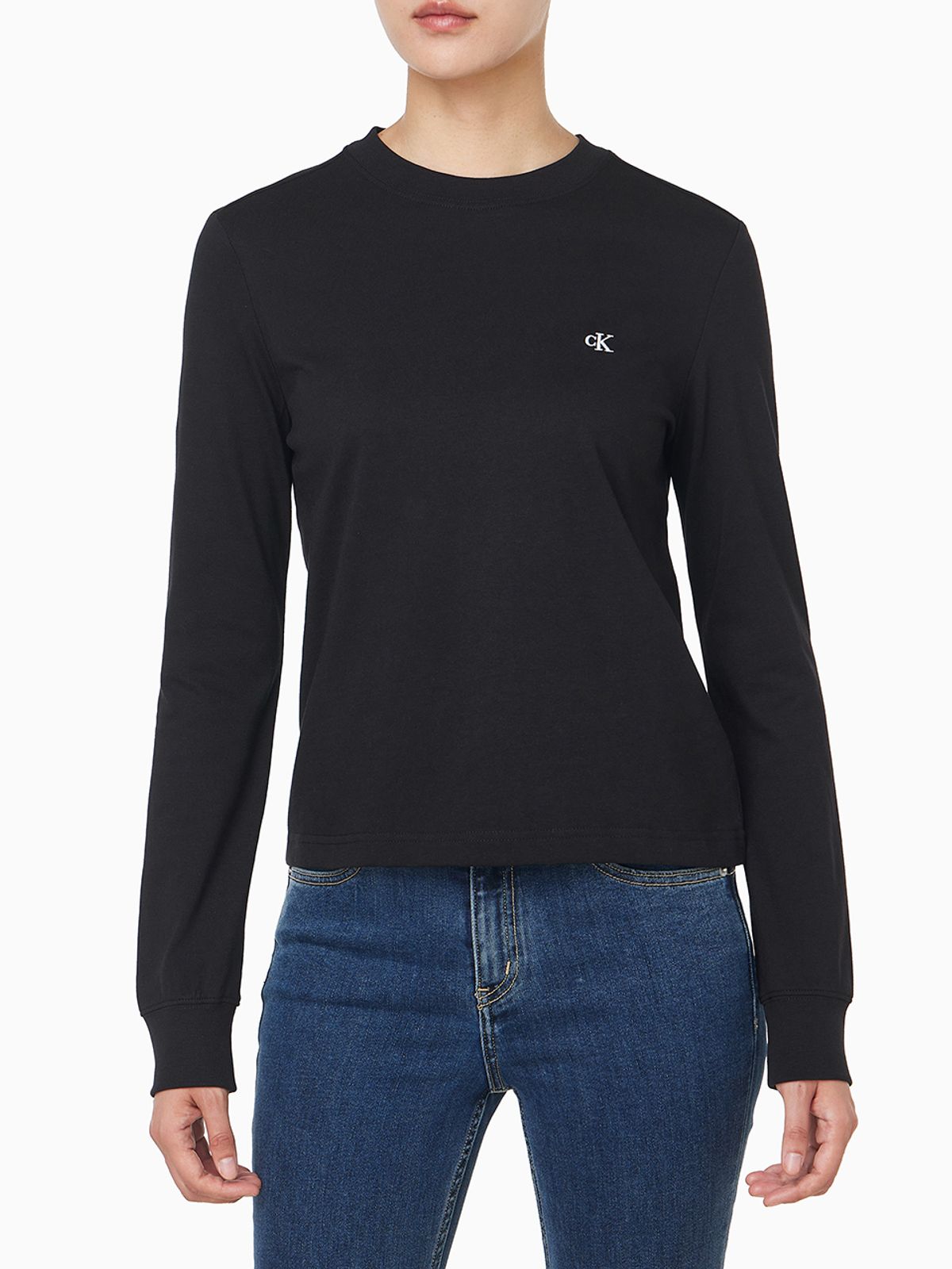 캘빈클라인 진(CALVIN KLEIN JEANS) 여성 L/S 아카이브 로고 크루넥 티셔츠 47D269G UB1
