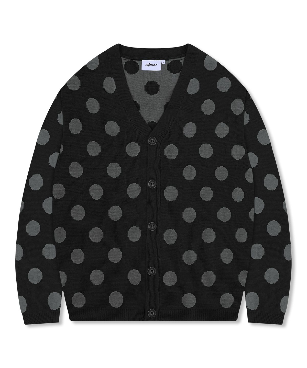 엑스톤즈(XTONZ) XTK160 도트 브이넥 니트 가디건 (BLACK)