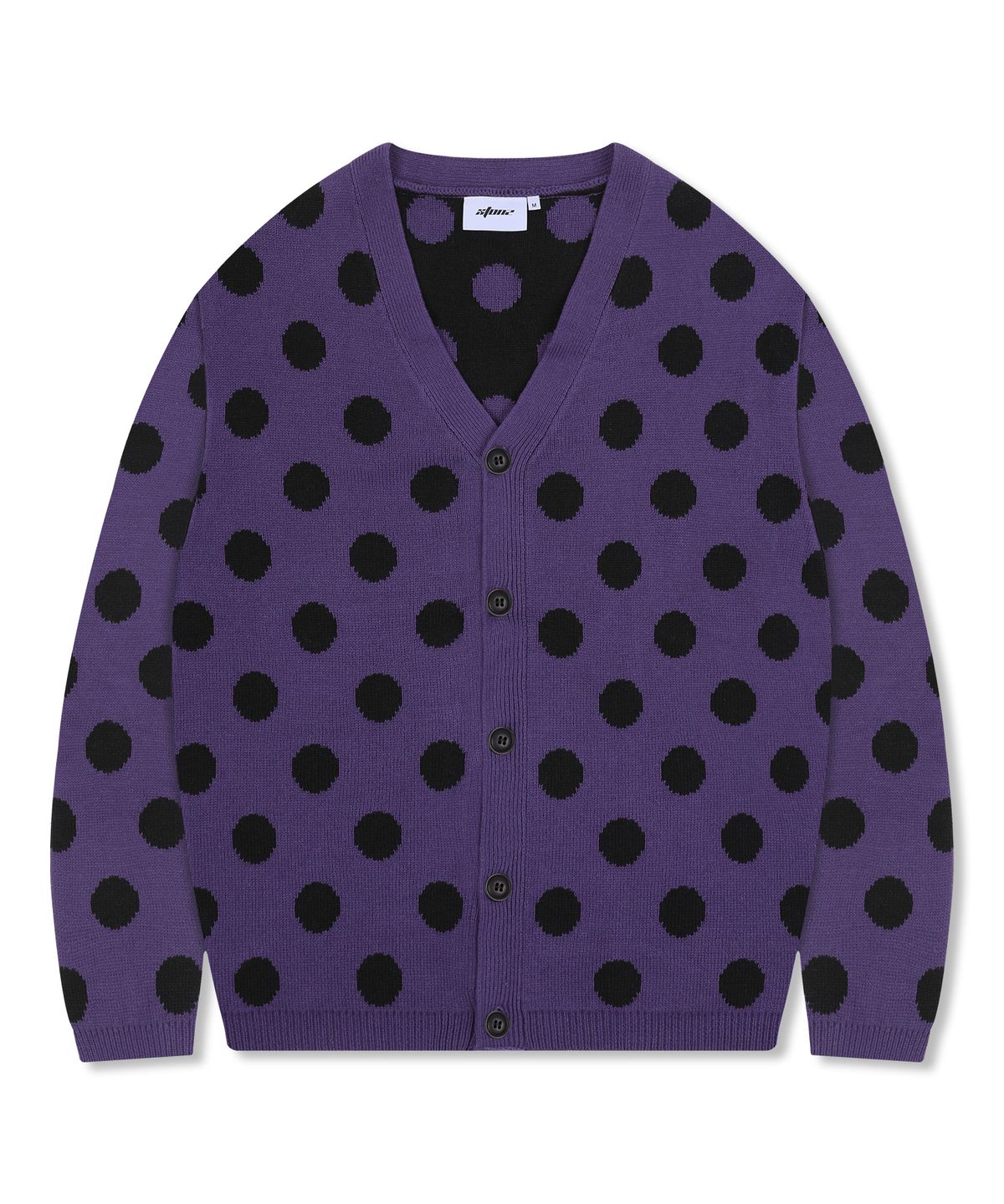 엑스톤즈(XTONZ) XTK160 도트 브이넥 니트 가디건 (PURPLE)