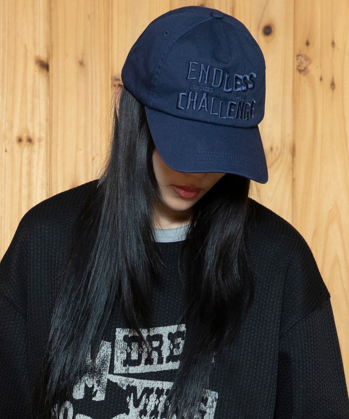 엑스톤즈(XTONZ) XTA088 엔드리스 슬로건 코튼 볼캡 (NAVY)