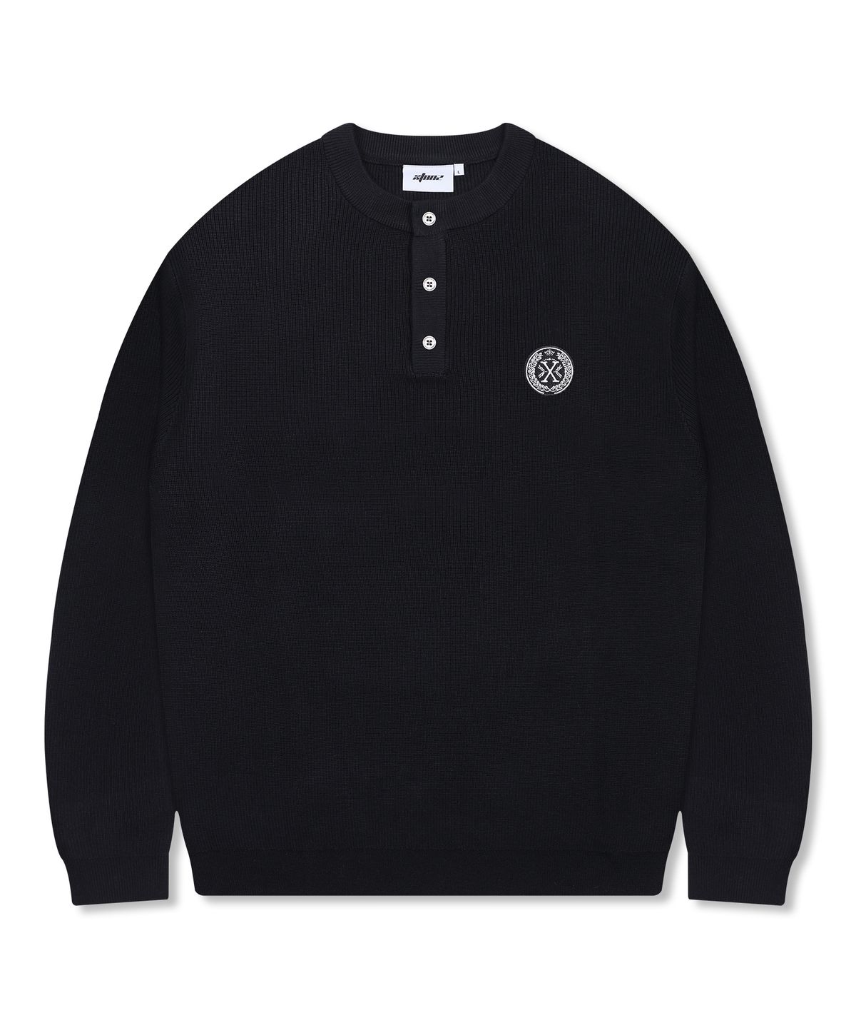 엑스톤즈(XTONZ) XTK166 루즈핏 헨리넥 풀오버 니트 (BLACK)