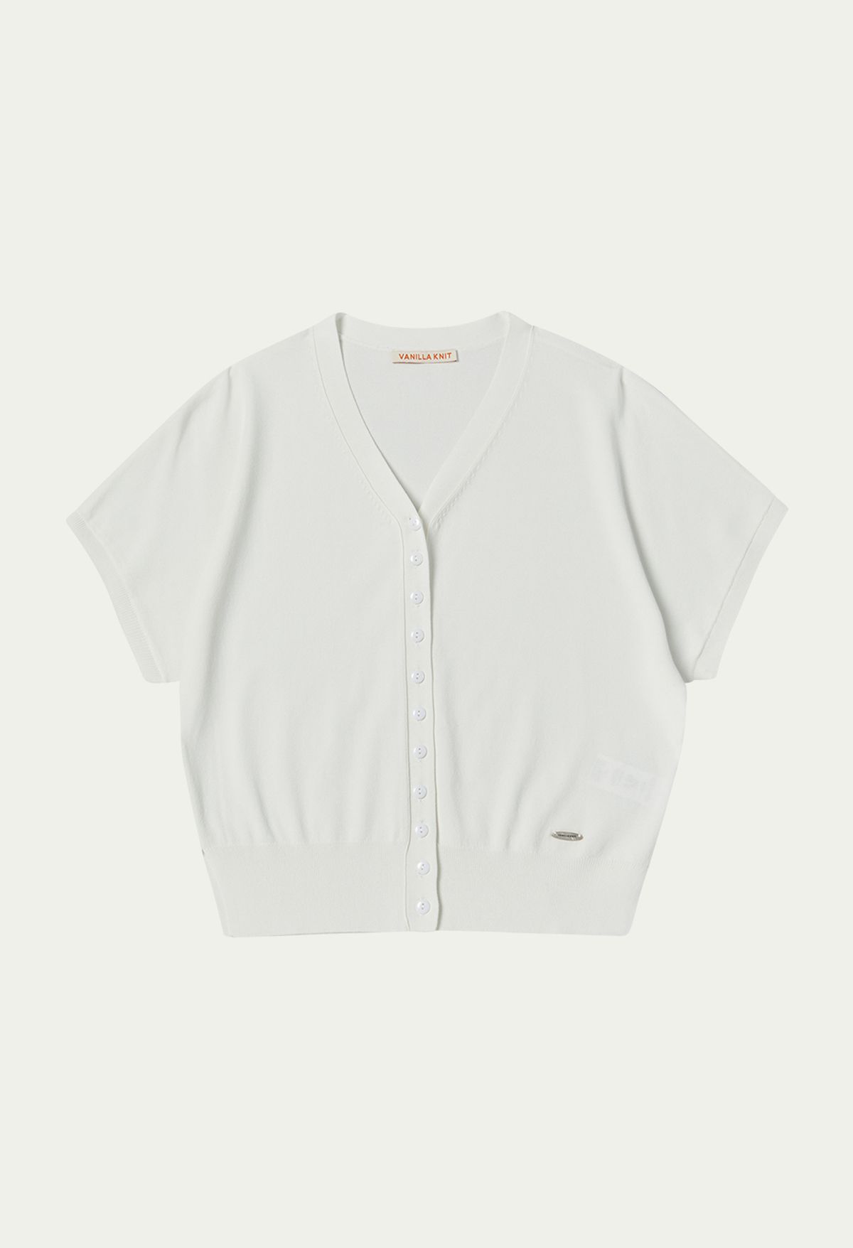 바닐라니트(VANILLAKNIT) 아이스 실키 브이넥 반팔 니트 가디건