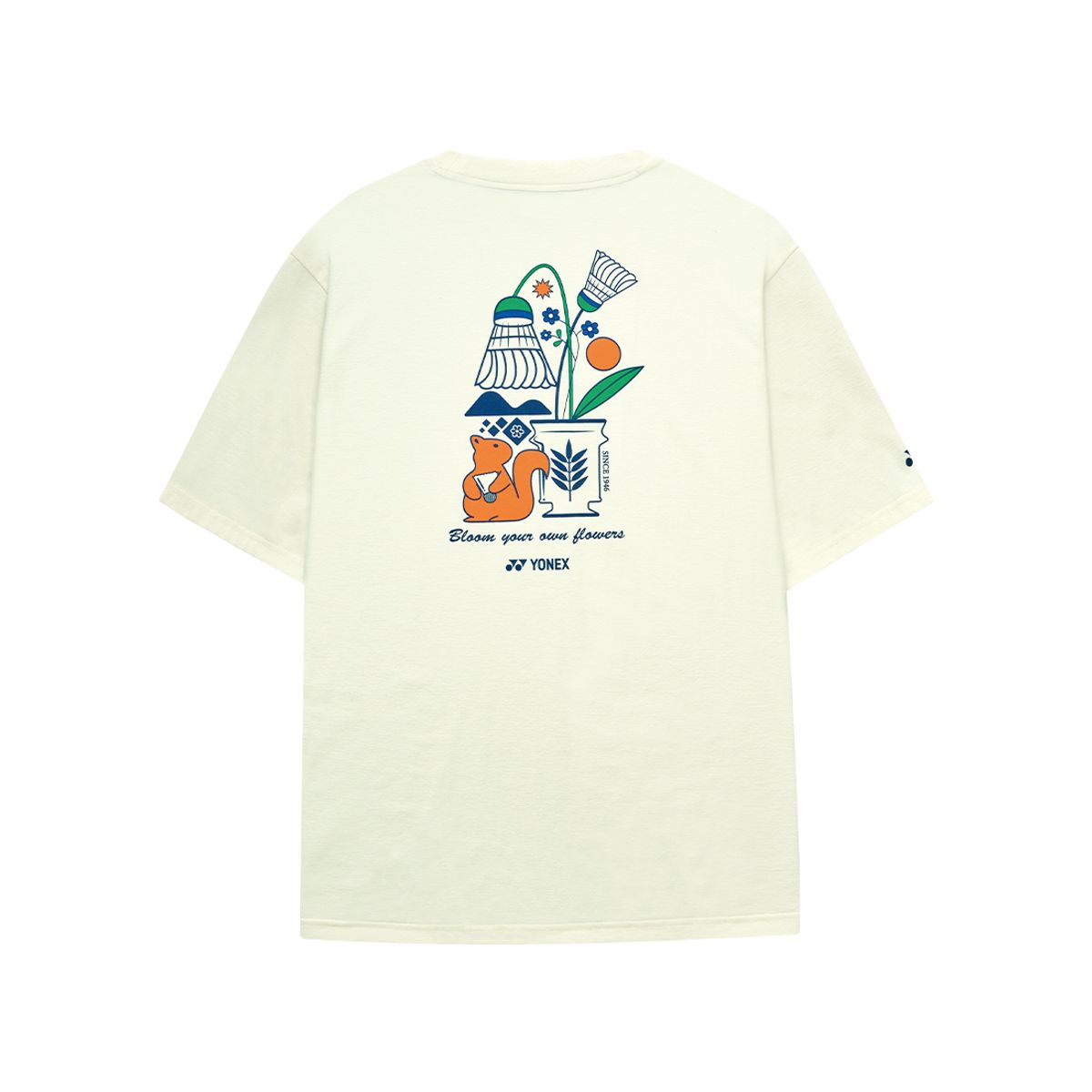 요넥스(YONEX) 253TS034U 아이보리 남녀공용 다람쥐 그래픽 반팔 티셔츠