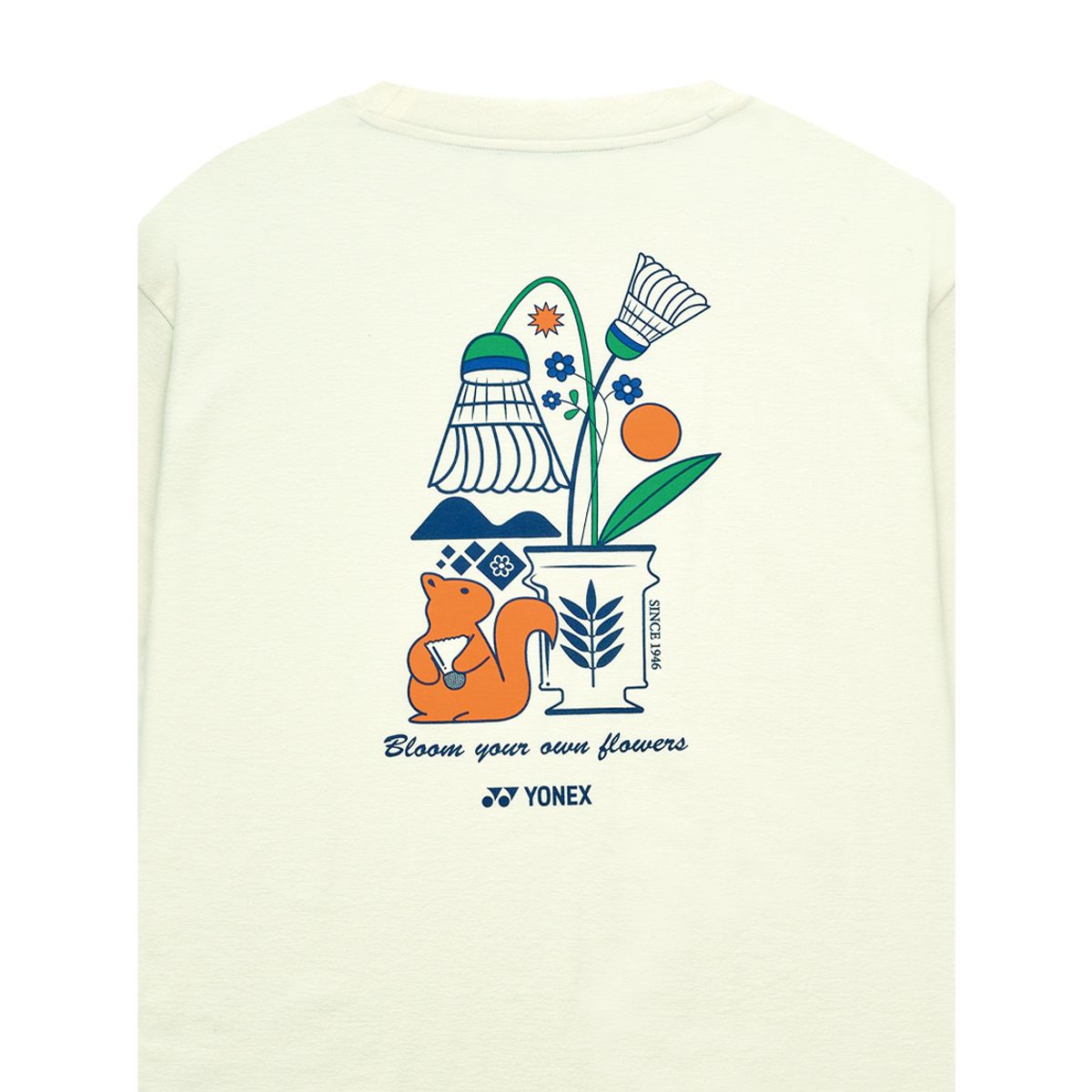 요넥스(YONEX) 253TS034U 아이보리 남녀공용 다람쥐 그래픽 반팔 티셔츠