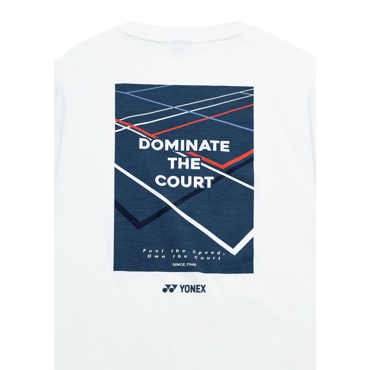 요넥스(YONEX) 253TS039U 화이트 남녀공용 코트 라인 그래픽 반팔 티셔츠