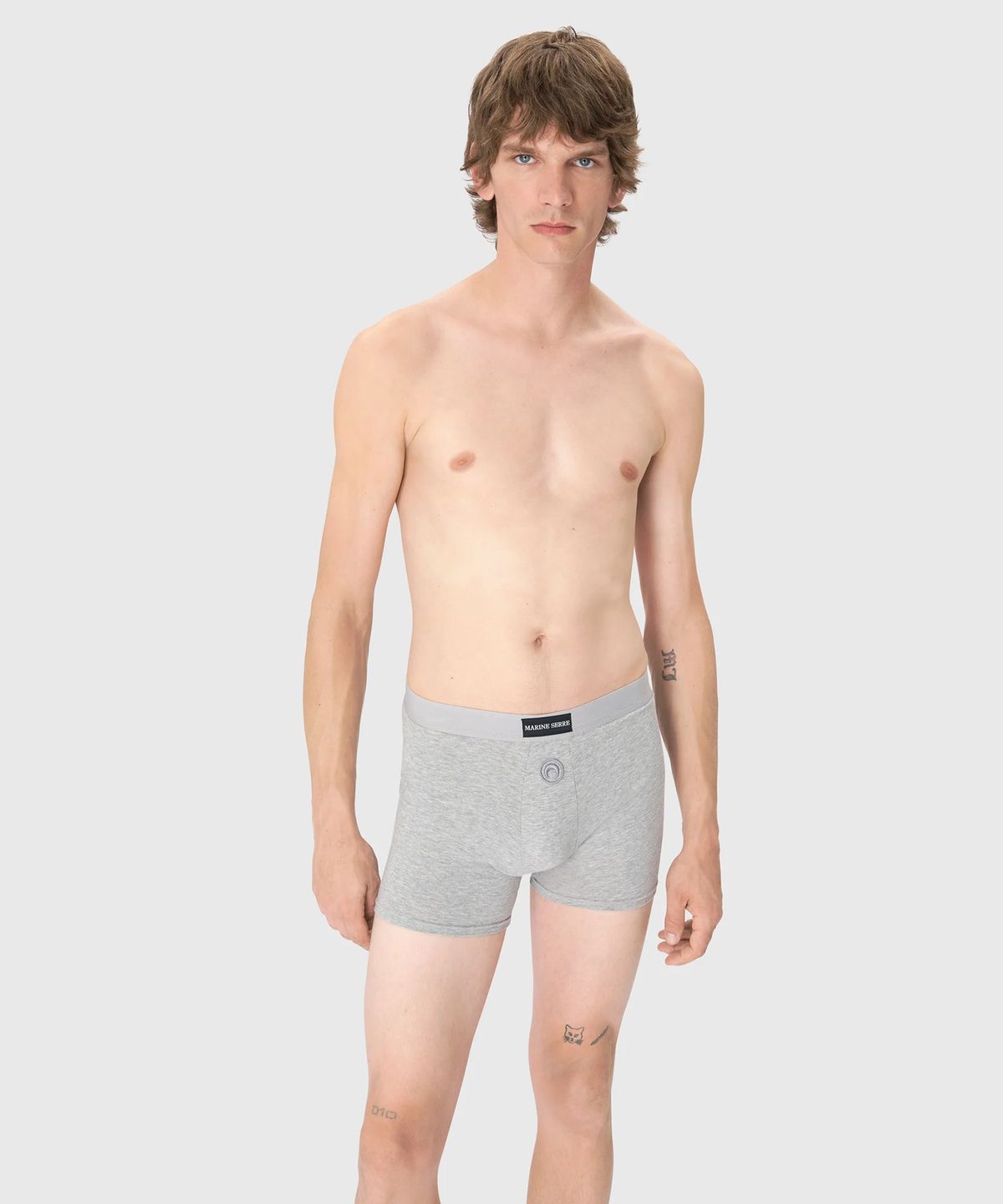 마린 세르(MARINE SERRE) (M) 문 로고 스트레치드 저지 박서 쇼츠 그레이 MOON LOGO STRETCHED JERSEY BOXER SHORT GR50 GREY