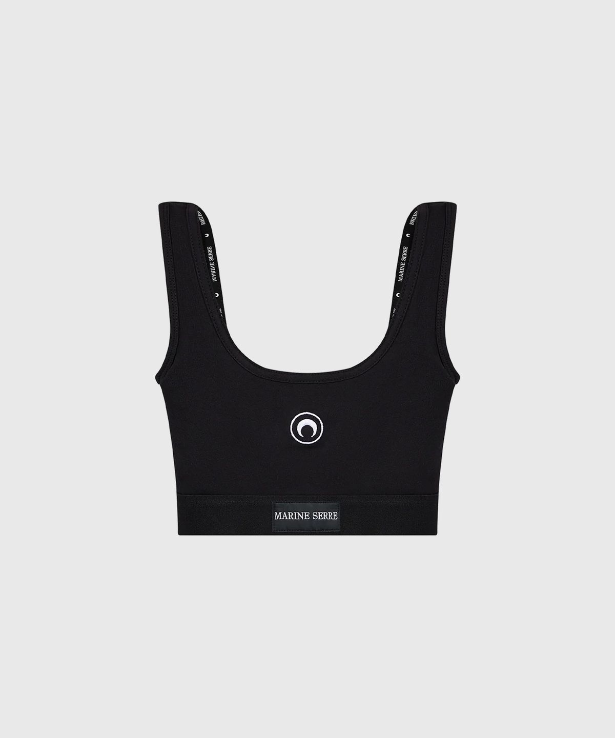 마린 세르(MARINE SERRE) (W) 문 로고 스트레치드 저지 스포츠 브라 블랙 MOON LOGO STRETCHED JERSEY SPORT BRA BK99 BLACK
