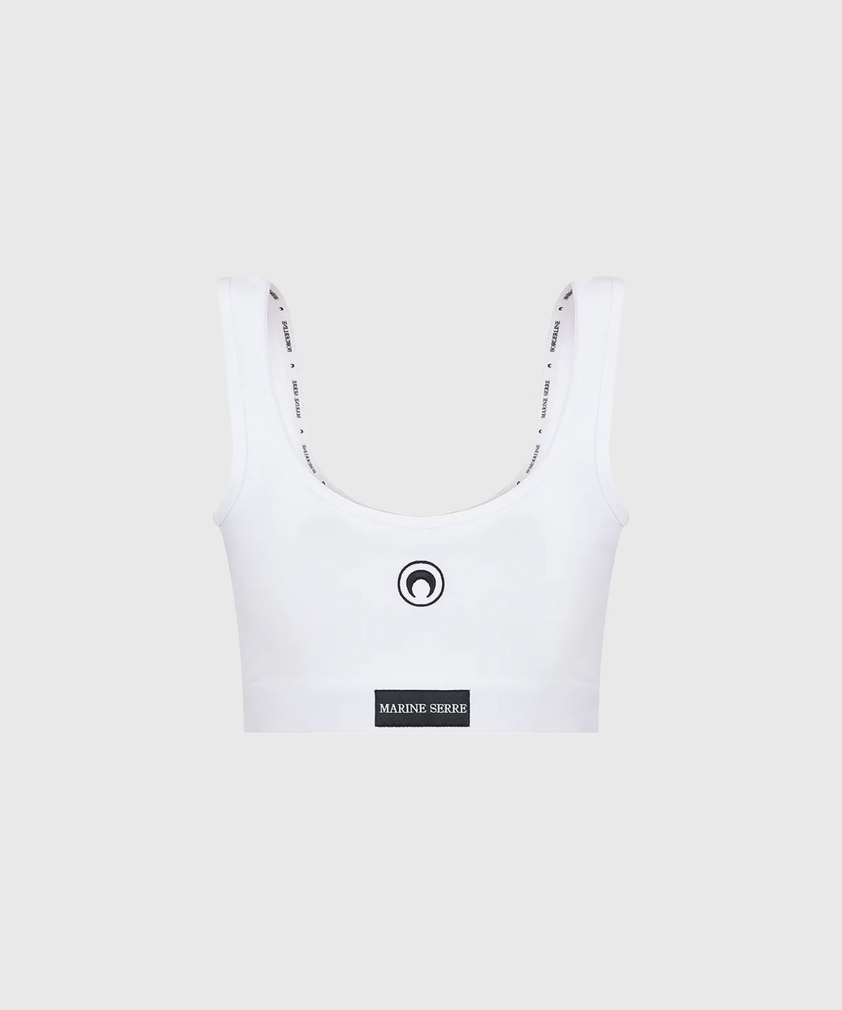 마린 세르(MARINE SERRE) (W) 문 로고 스트레치드 저지 스포츠 브라 화이트 MOON LOGO STRETCHED JERSEY SPORT BRA WH10 WHITE
