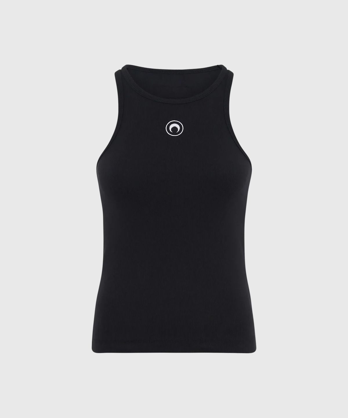 마린 세르(MARINE SERRE) (W) 문 로고 립 저지 탱크 탑 블랙 MOON LOGO RIBBED JERSEY TANK TOP BK99 BLACK