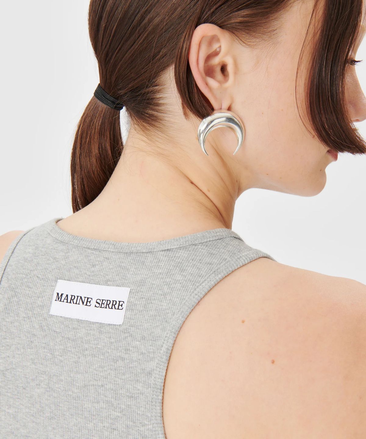 마린 세르(MARINE SERRE) (W) 문 로고 립 저지 탱크 탑 그레이 MOON LOGO RIBBED JERSEY TANK TOP GR50 GREY