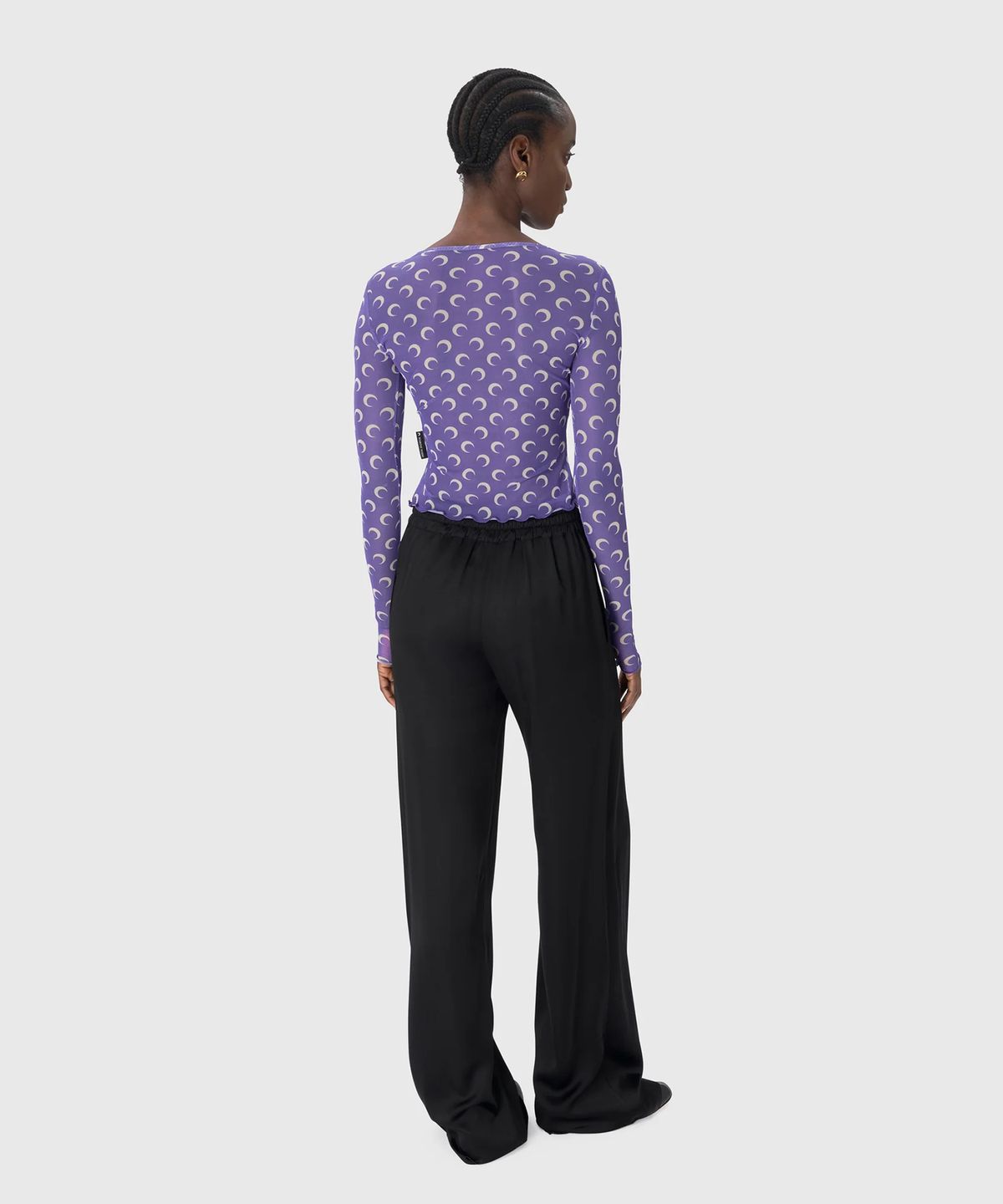마린 세르(MARINE SERRE) (W) 리사이클드 문 메쉬 크롭 탑 라벤더 RECYCLED MOON MESH SS CROPPED TOP PU20 LAVENDER