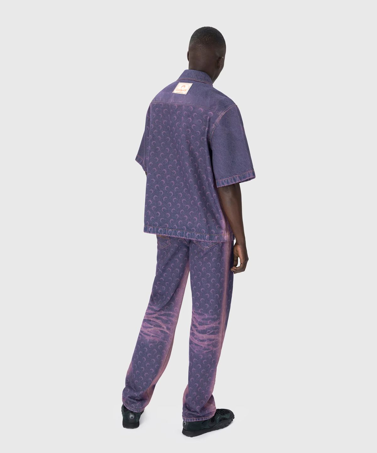마린 세르(MARINE SERRE) (M) 문 레이저 데님 워크웨어 셔츠 라벤더 MOON LASER DENIM WORKWEAR SHIRT PU20 LAVENDER