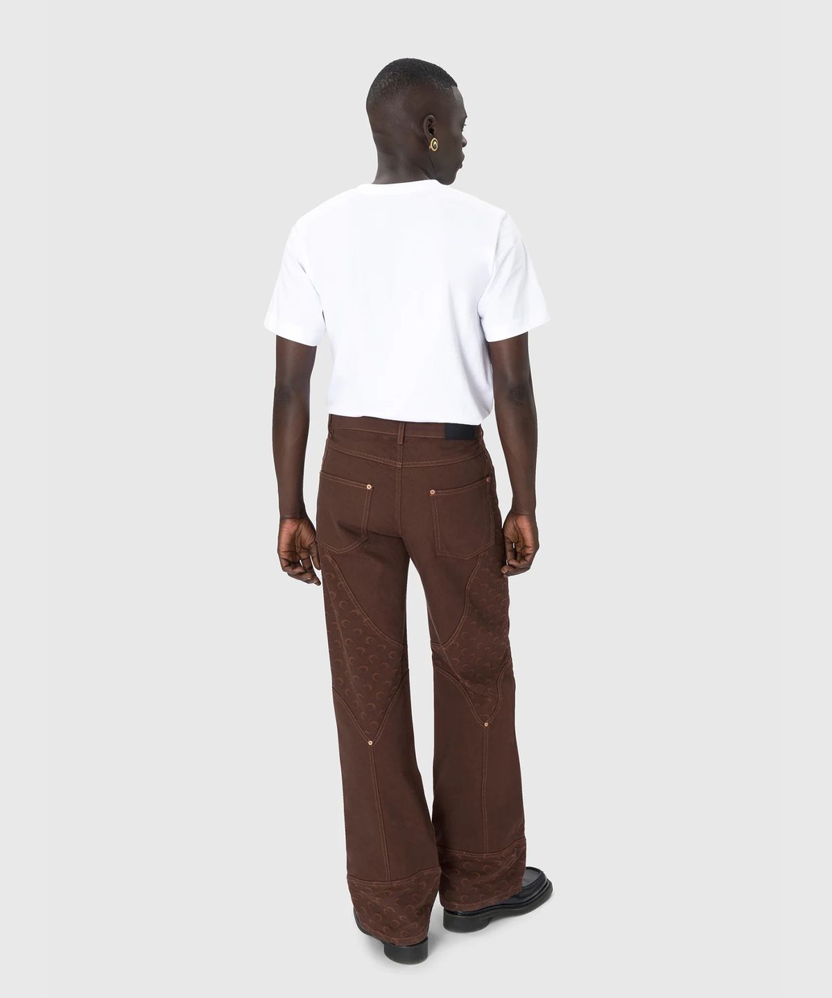 마린 세르(MARINE SERRE) (M) 문 자카드 트윌 오버사이즈 워크웨어 팬츠 딥 브라운 MOON JACQUARD TWILL WORKWEAR PANTS BR40 DEEP BROWN