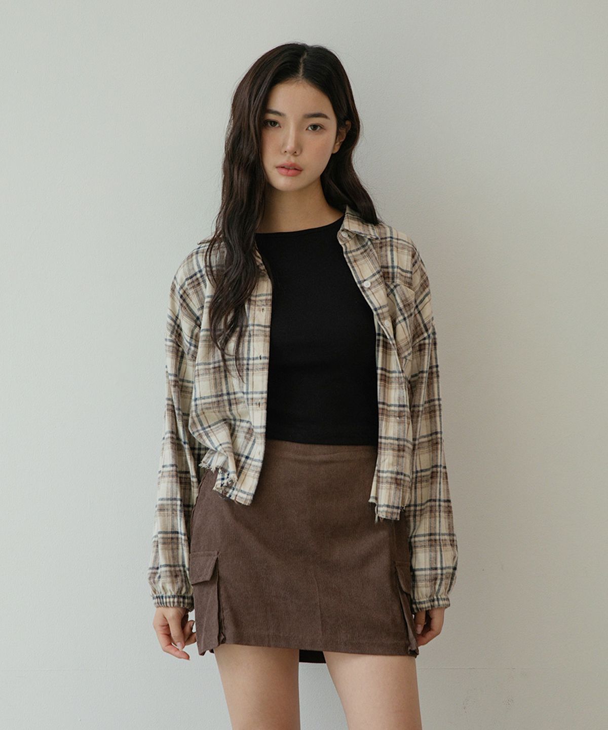 어커버(ACOVER) 코듀로이 포켓 미니 스커트 2color