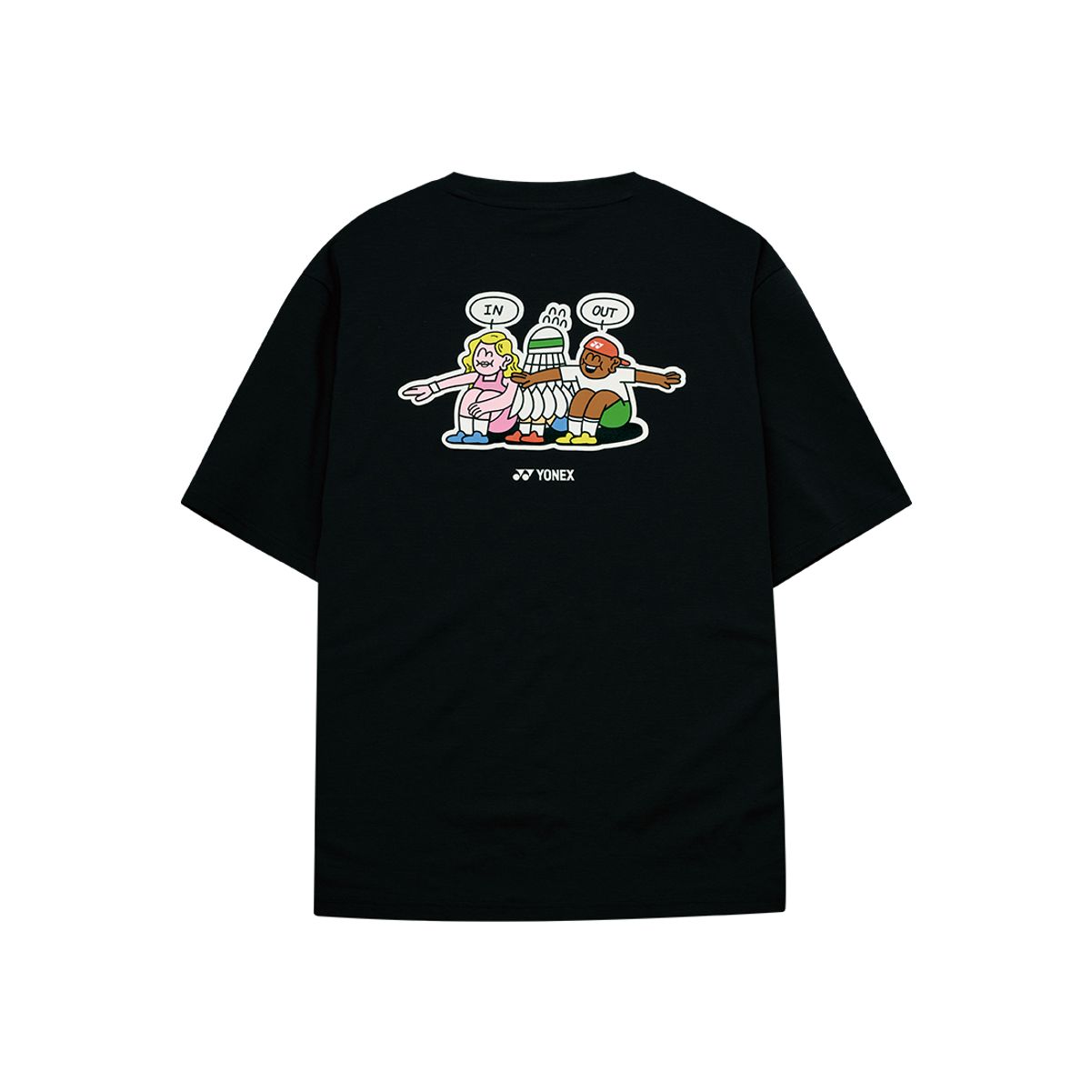 요넥스(YONEX) 253TS042U 블랙 남녀공용 셔틀콕 그래픽 반팔 티셔츠