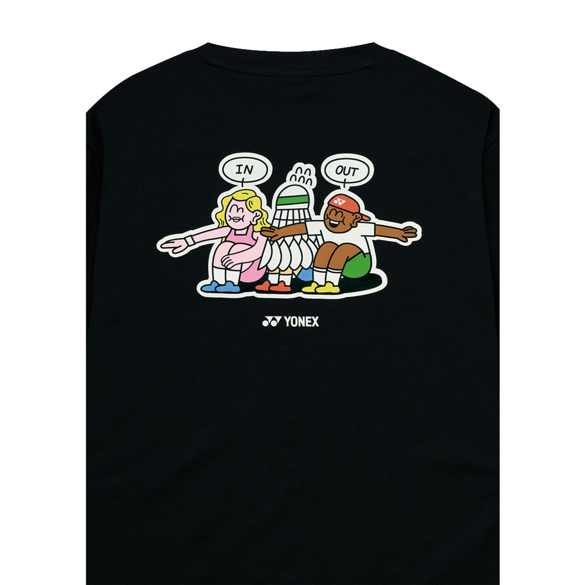 요넥스(YONEX) 253TS042U 블랙 남녀공용 셔틀콕 그래픽 반팔 티셔츠