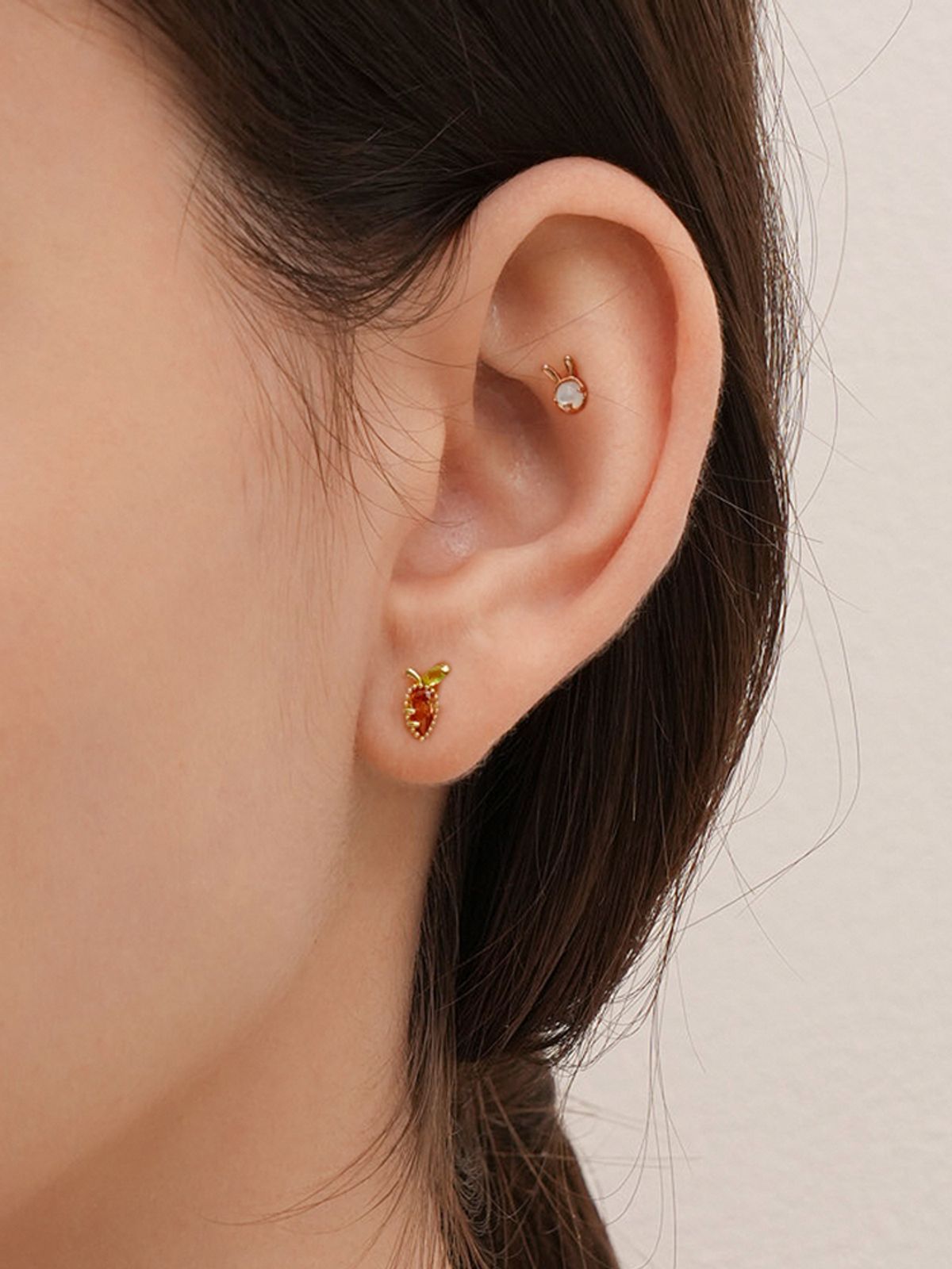 미니멀피어싱(MINIMALPIERCING) 14K 바니바니 당근 토끼 피어싱 귀걸이