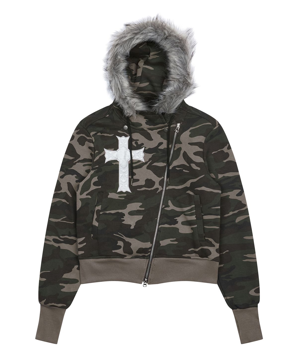 러브이즈트루(LUVISTRUE) GT FUR UNBALANCE HOOD ZIP UP(CAMO)