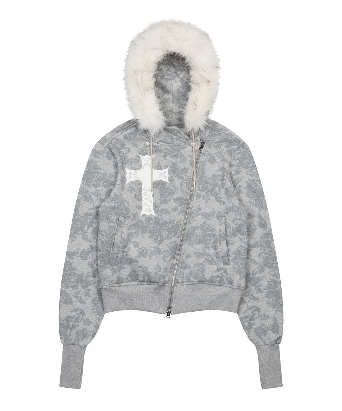 러브이즈트루(LUVISTRUE) GT FUR UNBALANCE HOOD ZIP UP(GRAY)